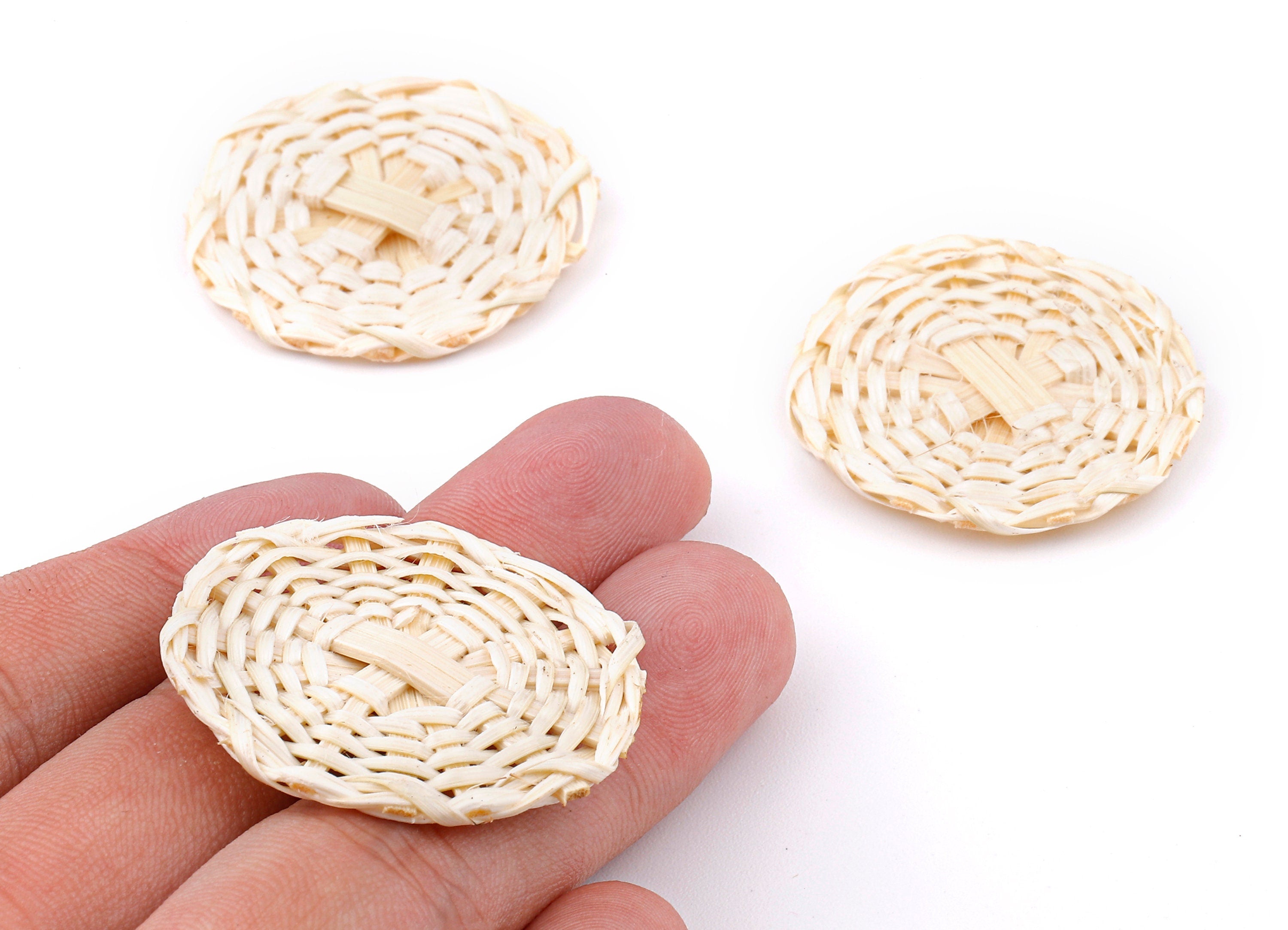 Handwoven Rattan Earring Charms - Round Rattan Earrings and Pendant - Woven Earrings - Jewelry Handmade - 36.44x36.44x3.28mm - RT1322 - DOMEDBAZAAR