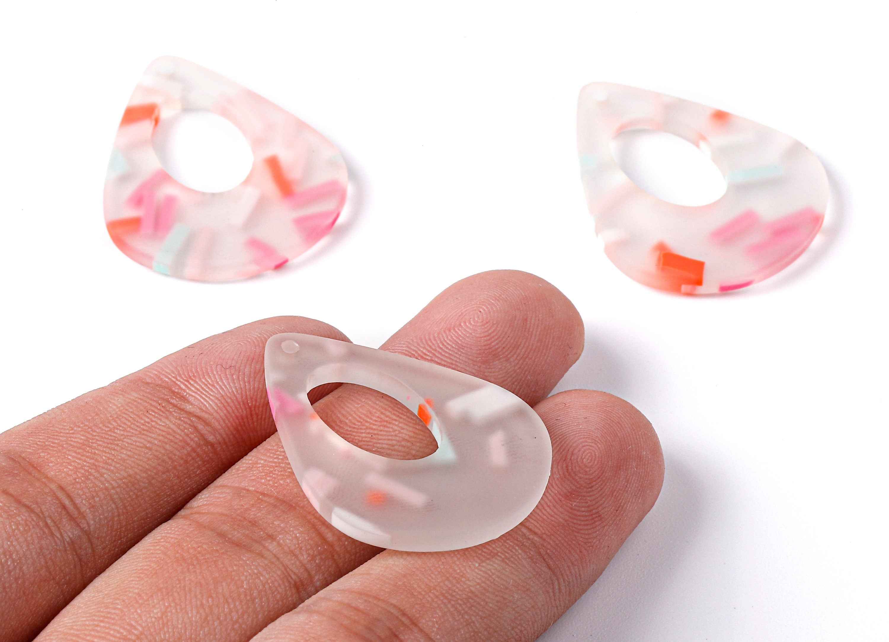 Acrylic Drop Charms - Matte Acrylic Drop Earrings and Pendant - Jewelry Supplies - Color Code: A371 - 34.17x27.2x3.04mm - AC1710 - DOMEDBAZAAR