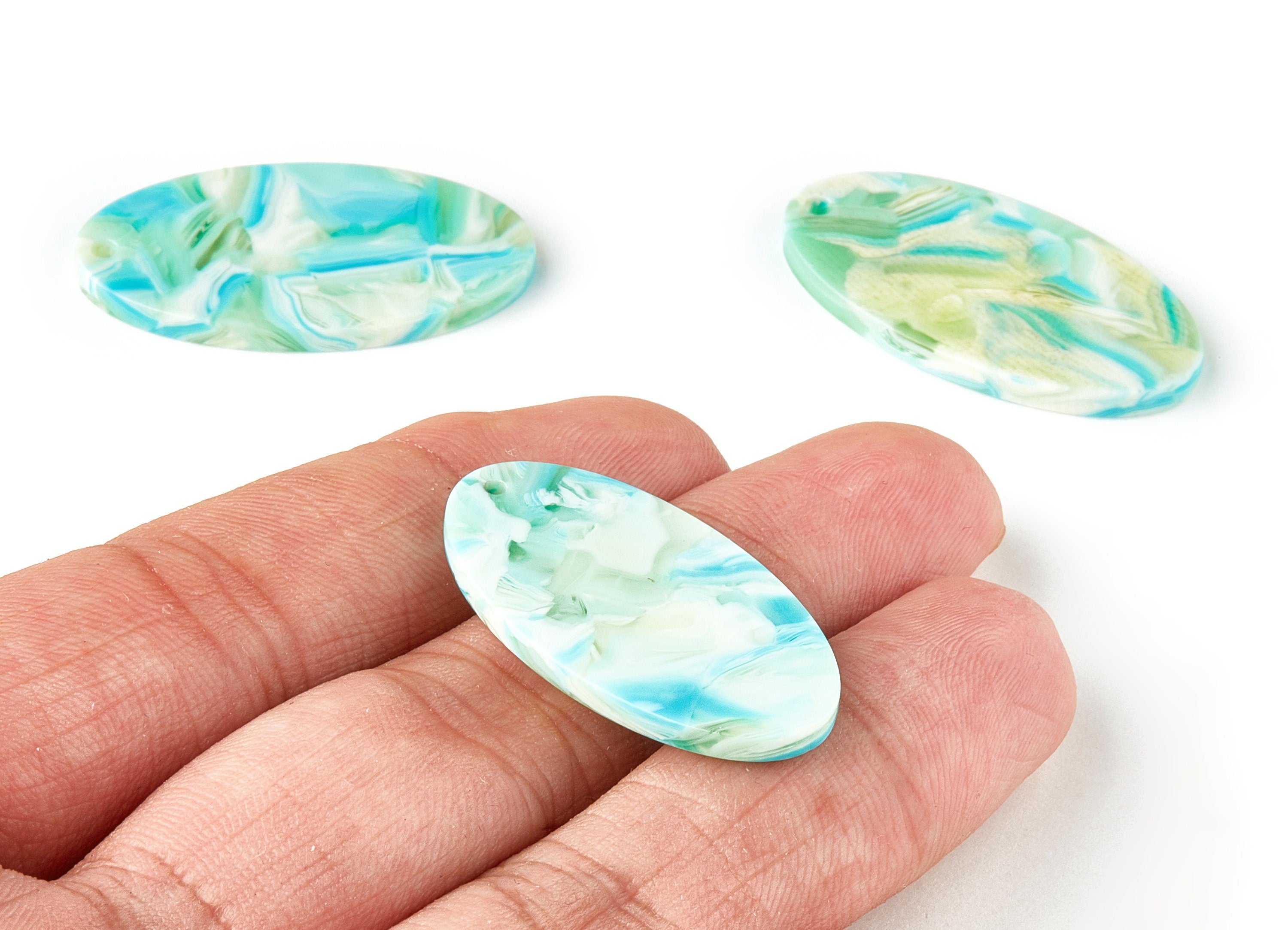 Acetate Oval Charms - Oval Earrings and Pendant - Earring Findings - Jewelry Supplies - Color Code: A313 - 34.18x18.35x2.6mm - AC1653-A313 - DOMEDBAZAAR