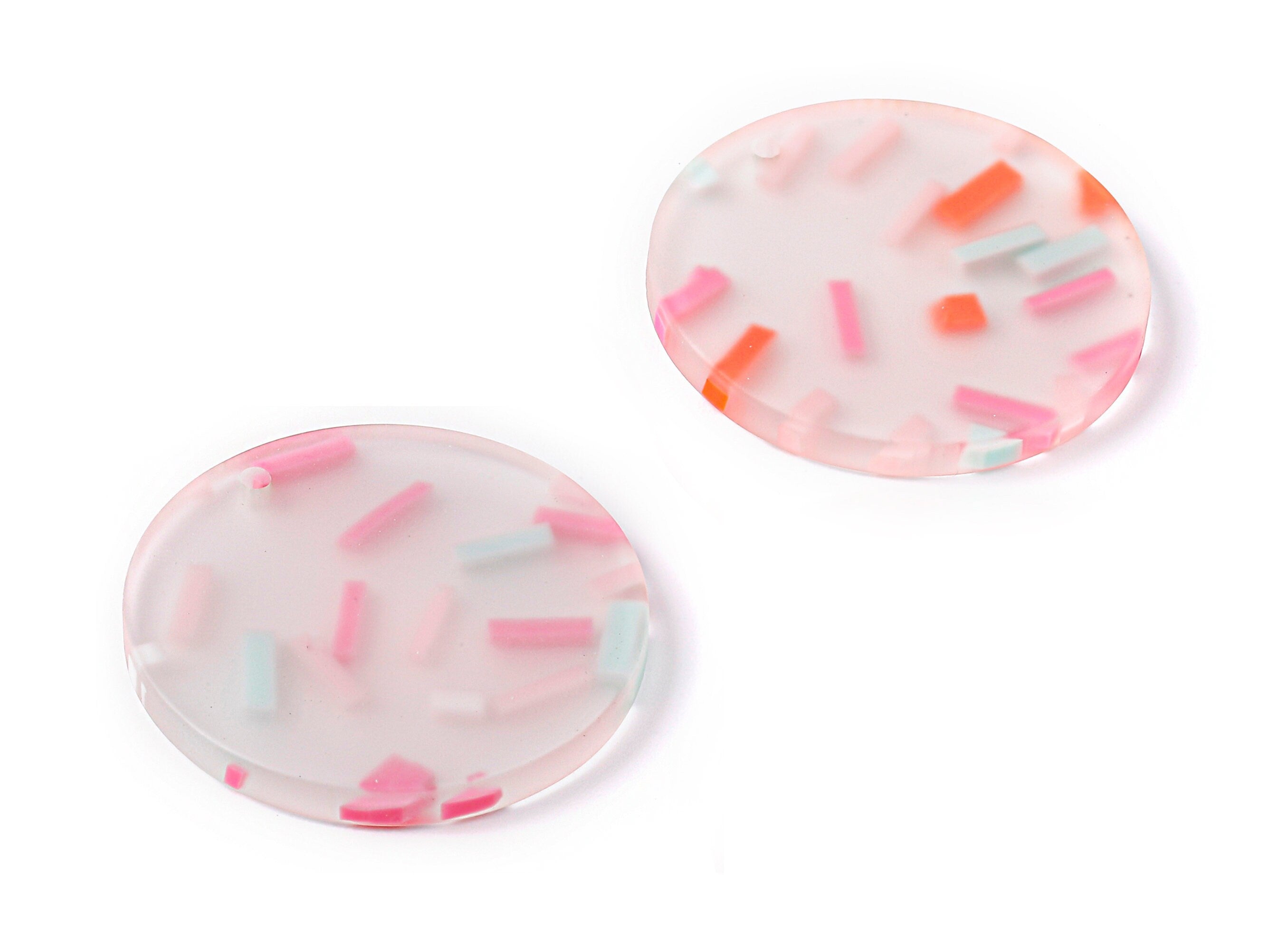 Acrylic Round Charms - Matte Acrylic Coin Earrings and Pendant - Jewelry Supplies - Color Code: A371 - 31.5x31.5x3.38mm - AC1709 - DOMEDBAZAAR