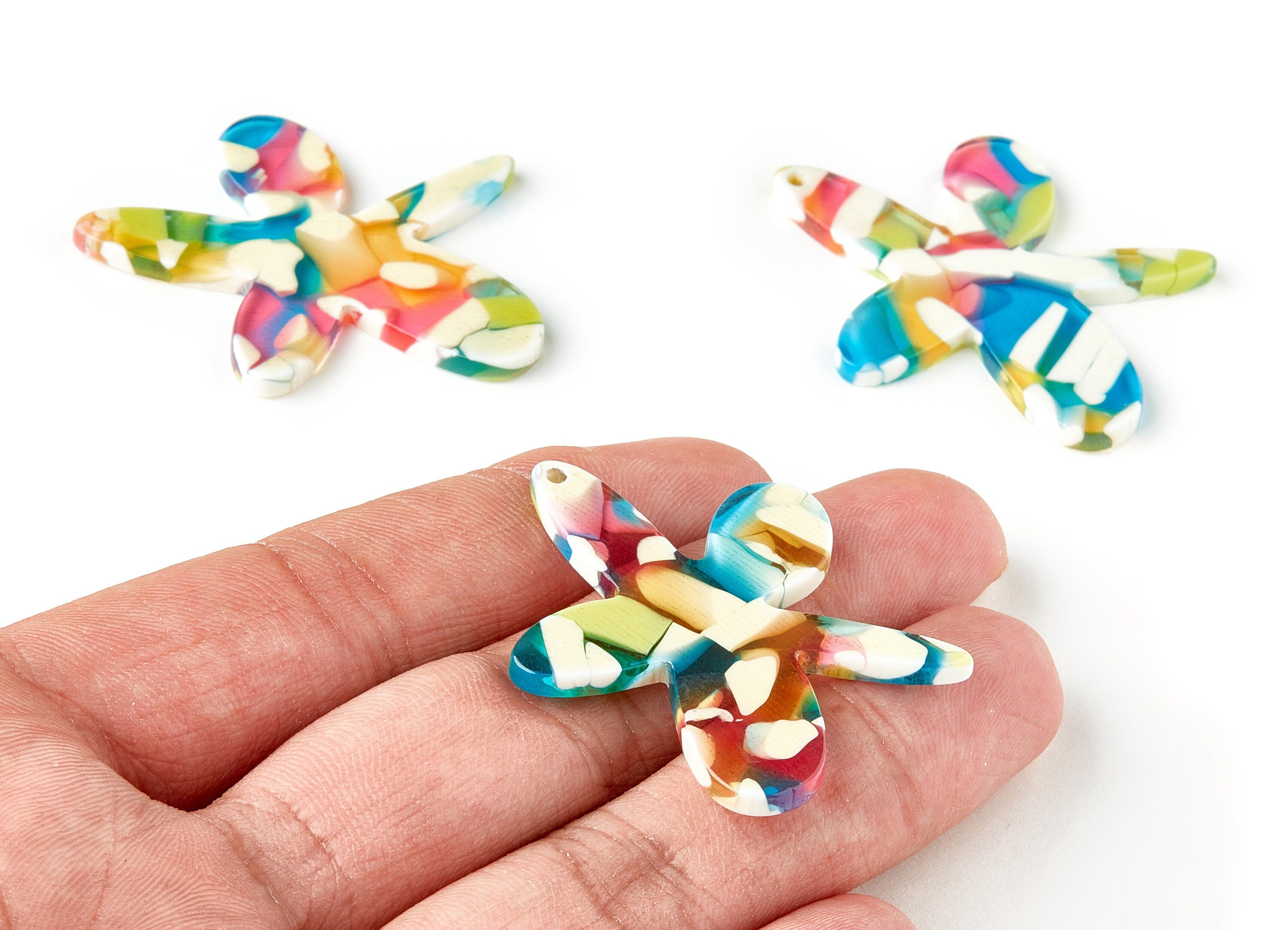 Acetate Starfish Charms - Starfish Earring and Pendant - Earring Charm Jewelry Supplys - Color Code: A303 - 44.33x34.76x2.33mm - AC1655-A303 - DOMEDBAZAAR