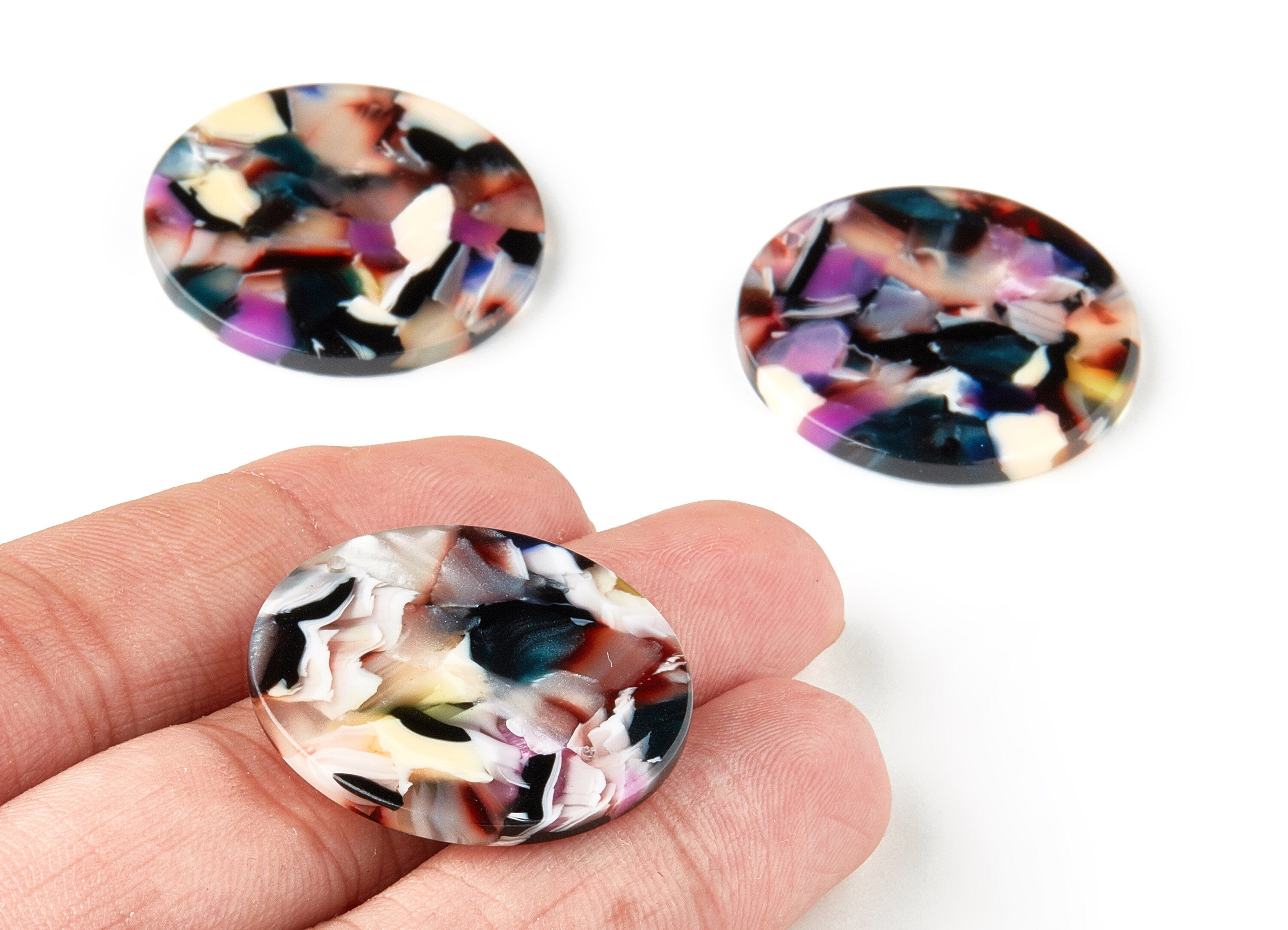 Acetate Round Charms - Round Earring and Pendant - Earring Findings - Jewelry Supplys -Color Code: A11 - 30.33x30.33x2.58mm - AC1315-A11 - DOMEDBAZAAR