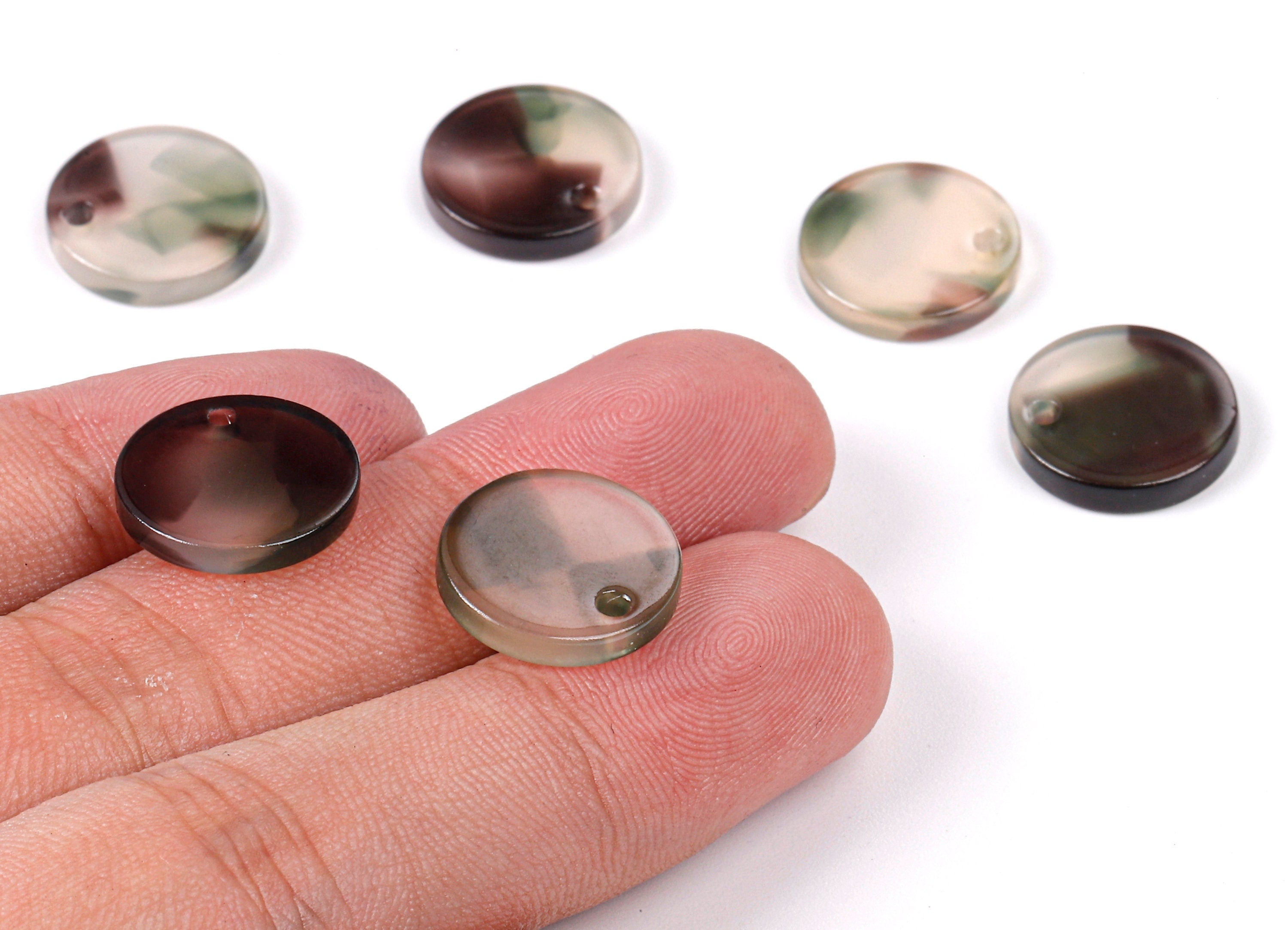 Acetate Round Charms - Round Earrings and Pendant - Earring Findings - Jewelry Supplies - Color Code: A349 - 14.6x14.6x2.55mm - AC1064-A349 - DOMEDBAZAAR