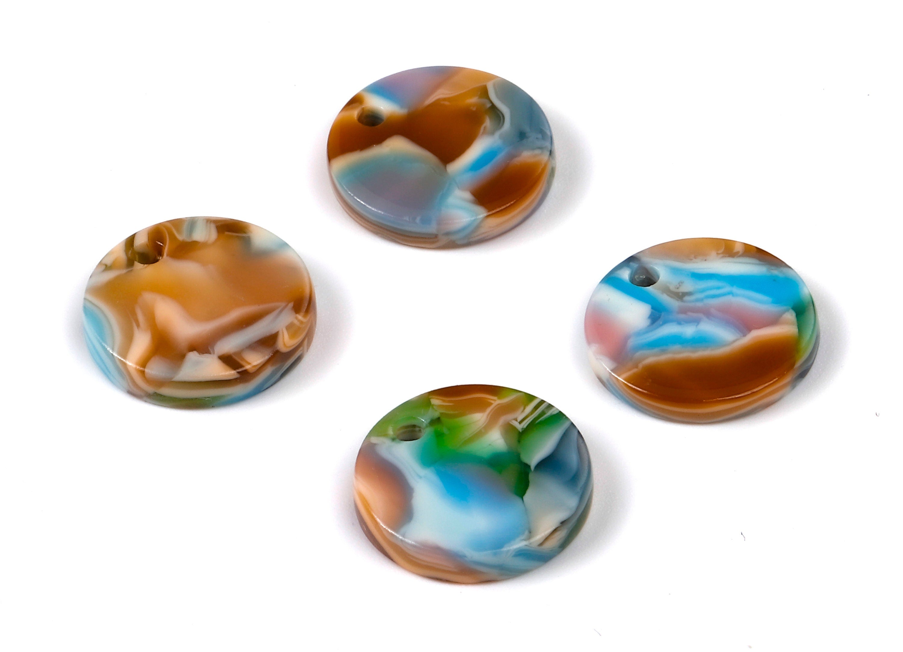 Acetate Round Charms - Round Earrings and Pendant - Earring Findings - Jewelry Supplies - Color Code: A240 - 14.6x14.6x2.68mm - AC1064-A240 - DOMEDBAZAAR