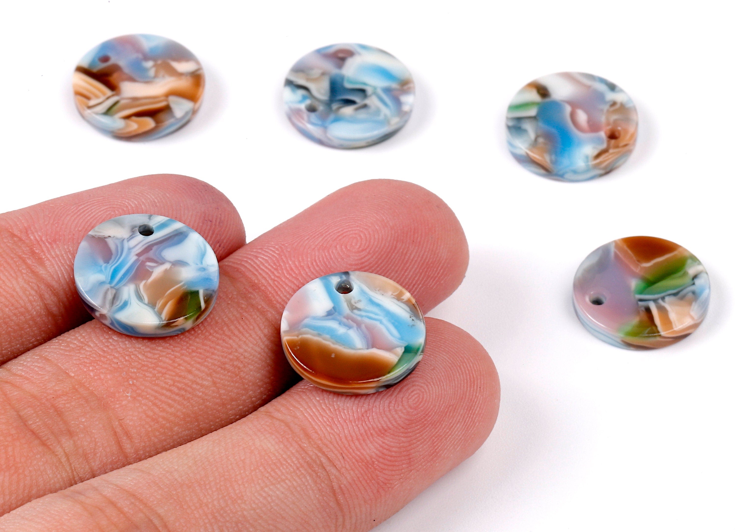 Acetate Round Charms - Round Earrings and Pendant - Earring Findings - Jewelry Supplies - Color Code: A240 - 14.6x14.6x2.68mm - AC1064-A240 - DOMEDBAZAAR