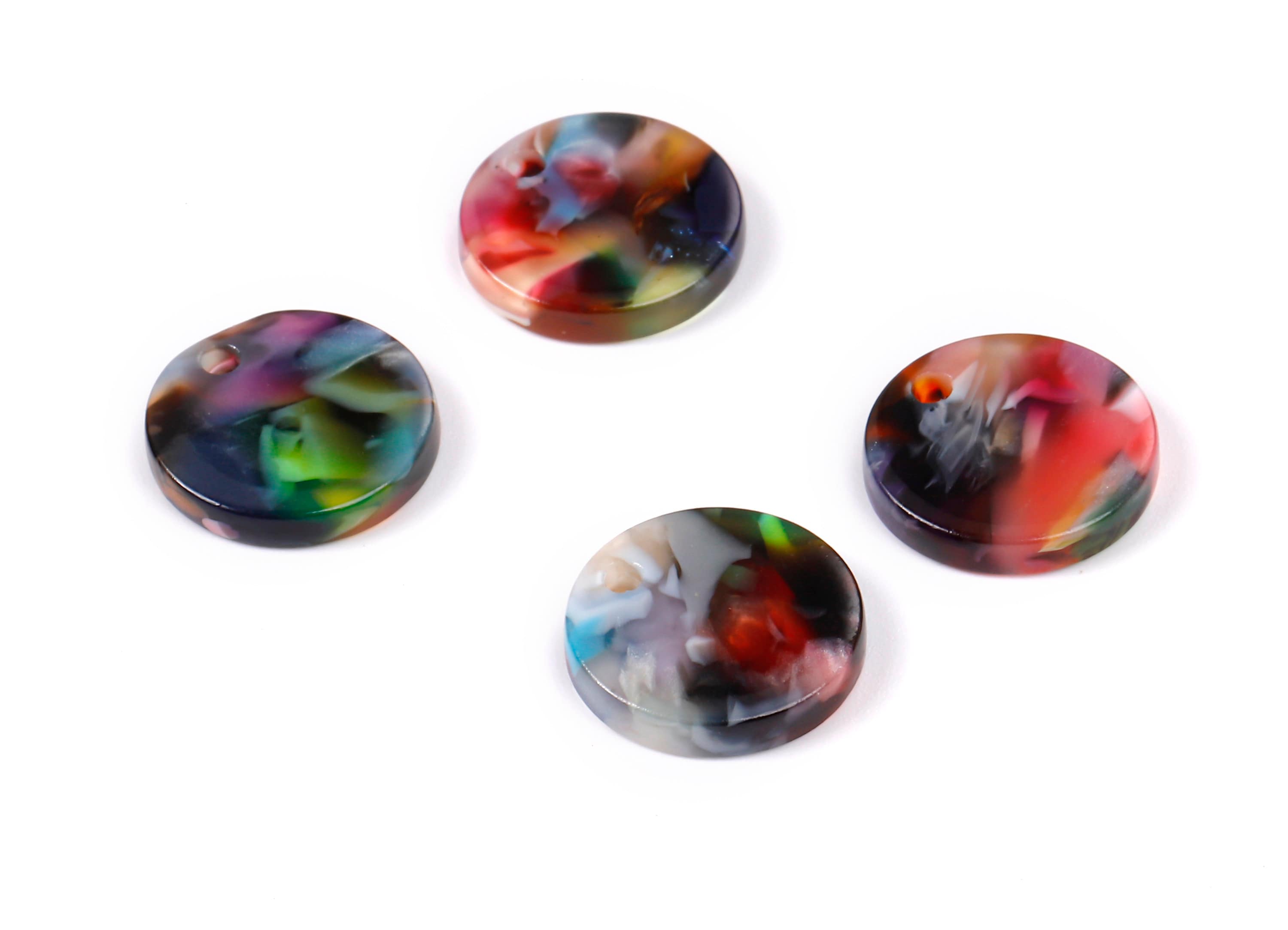 Acetate Round Charms - Round Earrings and Pendant - Earring Findings - Jewelry Supplies - Color Code: A58 - 14.6x14.6x2.66mm - AC1064-A58 - DOMEDBAZAAR