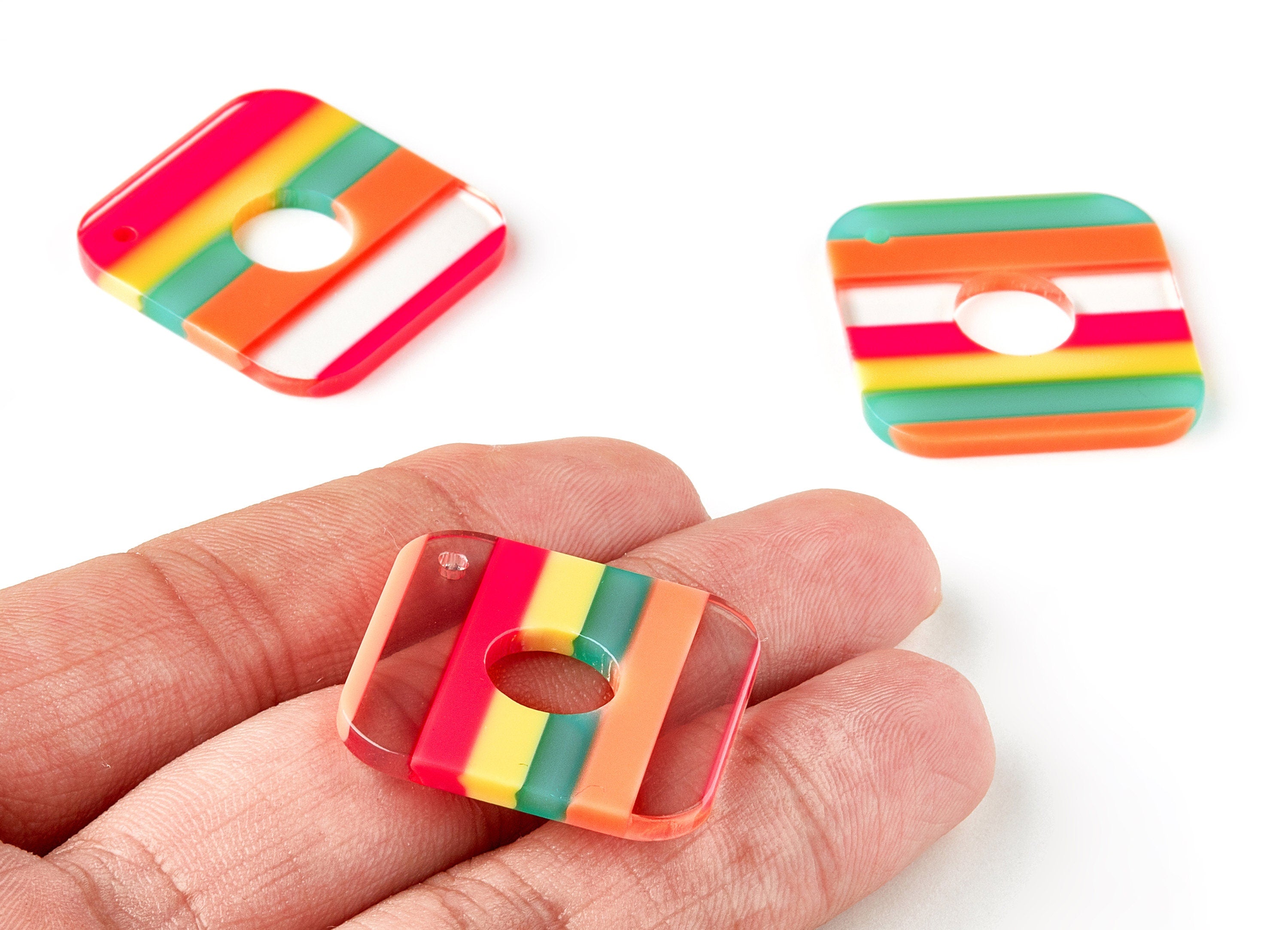 Acetate Square Charms - Square Earring and Pendant - Earring Finding - Jewelry Supplys - Color Code: A309 - 35.71x28.78x2.5mm - AC1643-A309 - DOMEDBAZAAR