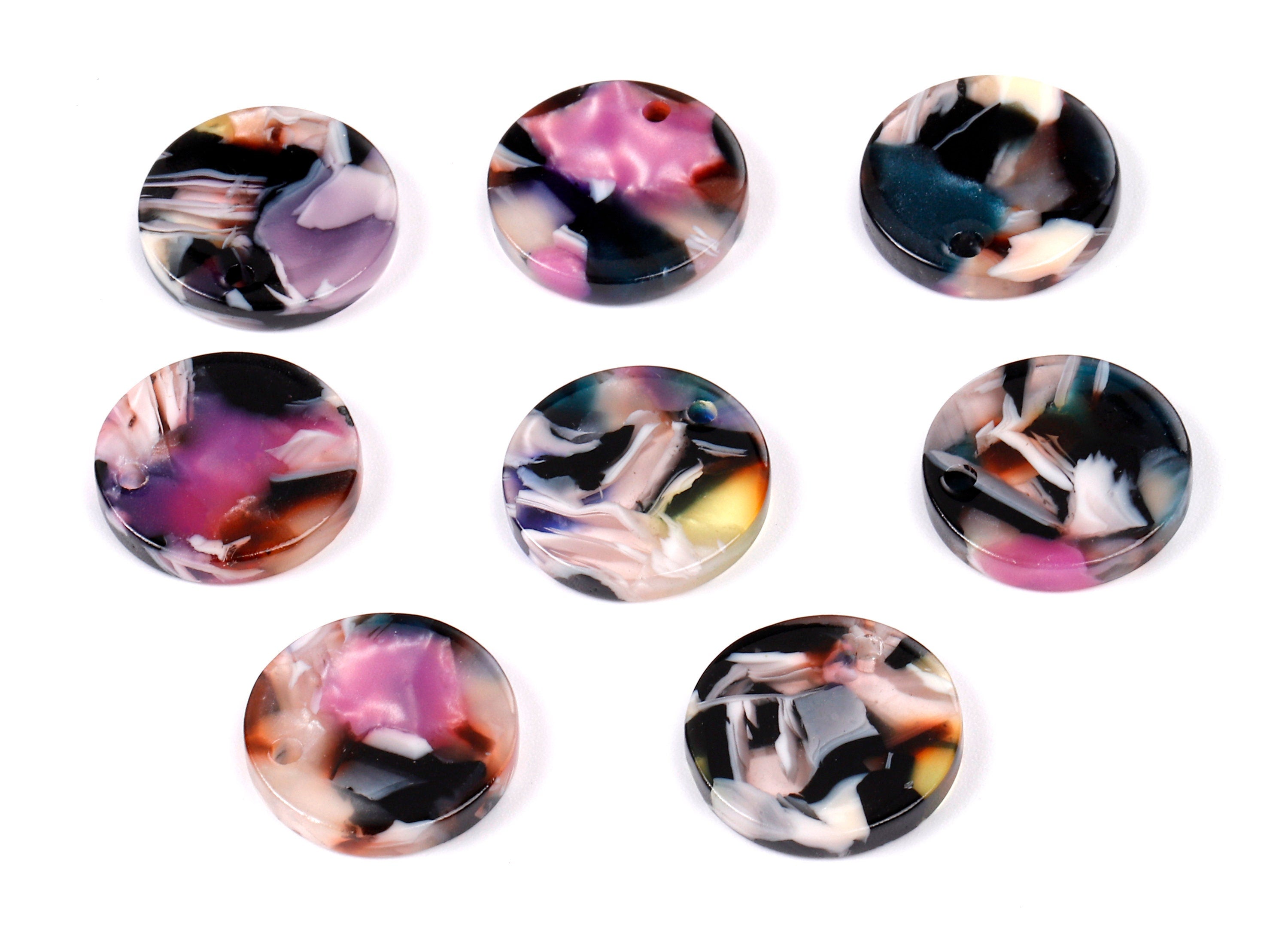 Acetate Round Charms - Round Earrings and Pendant - Earring Findings - Jewelry Supplys - Color Code: A11 - 15.7x15.7x2.7mm - AC1675-A11 - DOMEDBAZAAR