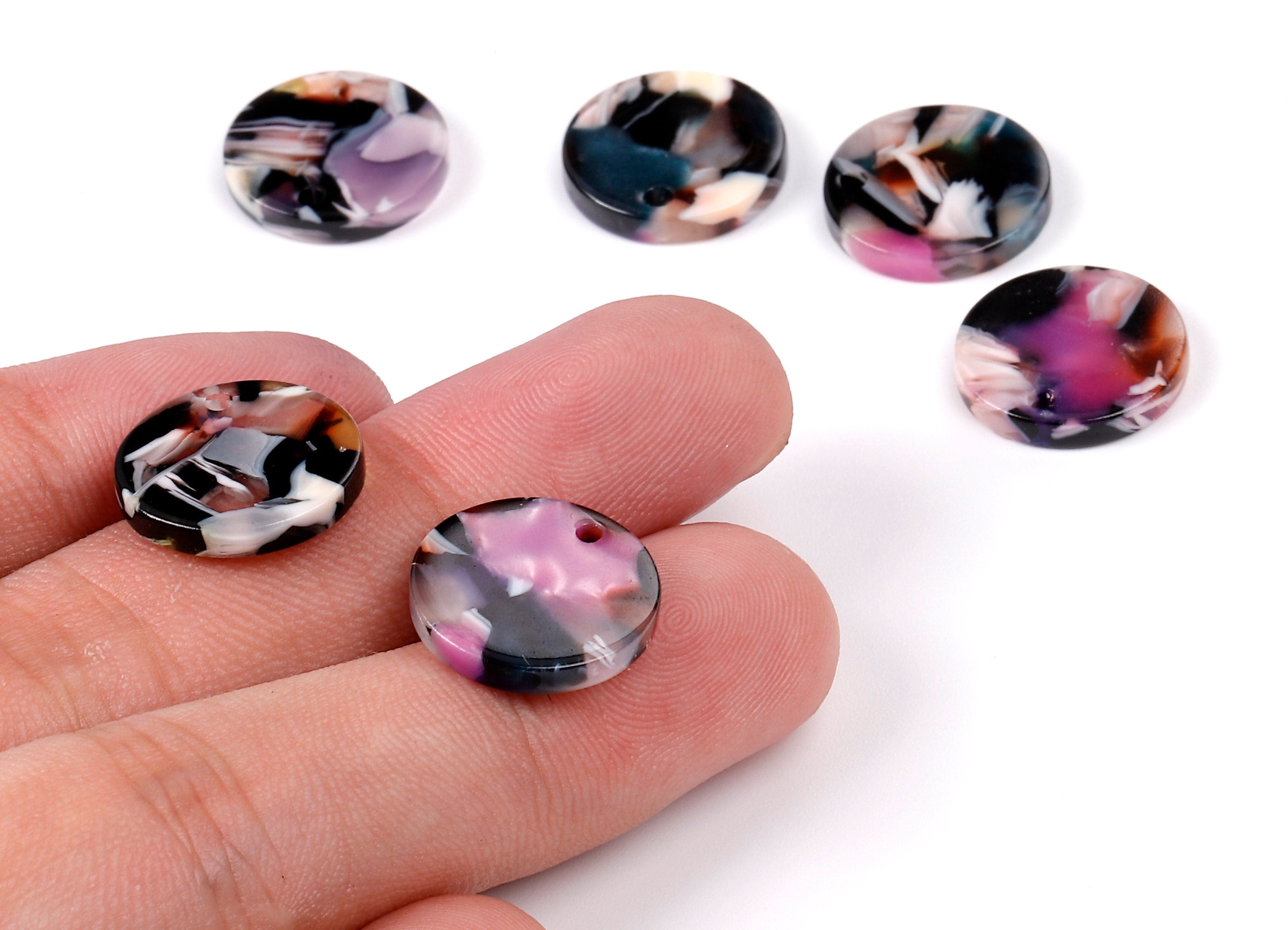 Acetate Round Charms - Round Earrings and Pendant - Earring Findings - Jewelry Supplys - Color Code: A11 - 15.7x15.7x2.7mm - AC1675-A11 - DOMEDBAZAAR