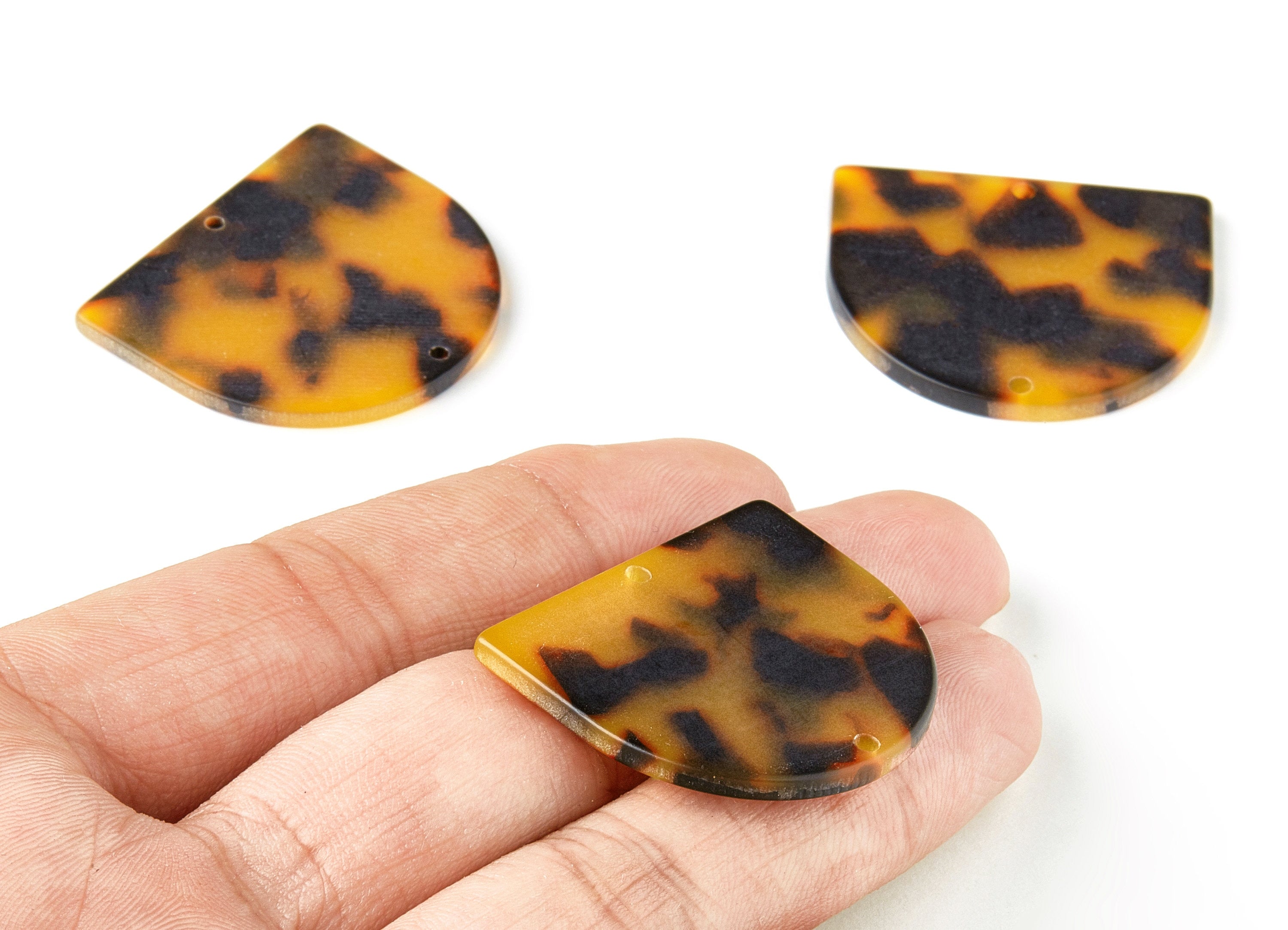 Acetate D Connector - Matte Tortoise Shell Earrings - D Charms - Jewelry Making Supplies - Color Code: A294 - 34x29.21x2.5mm - AC1634-A294 - DOMEDBAZAAR