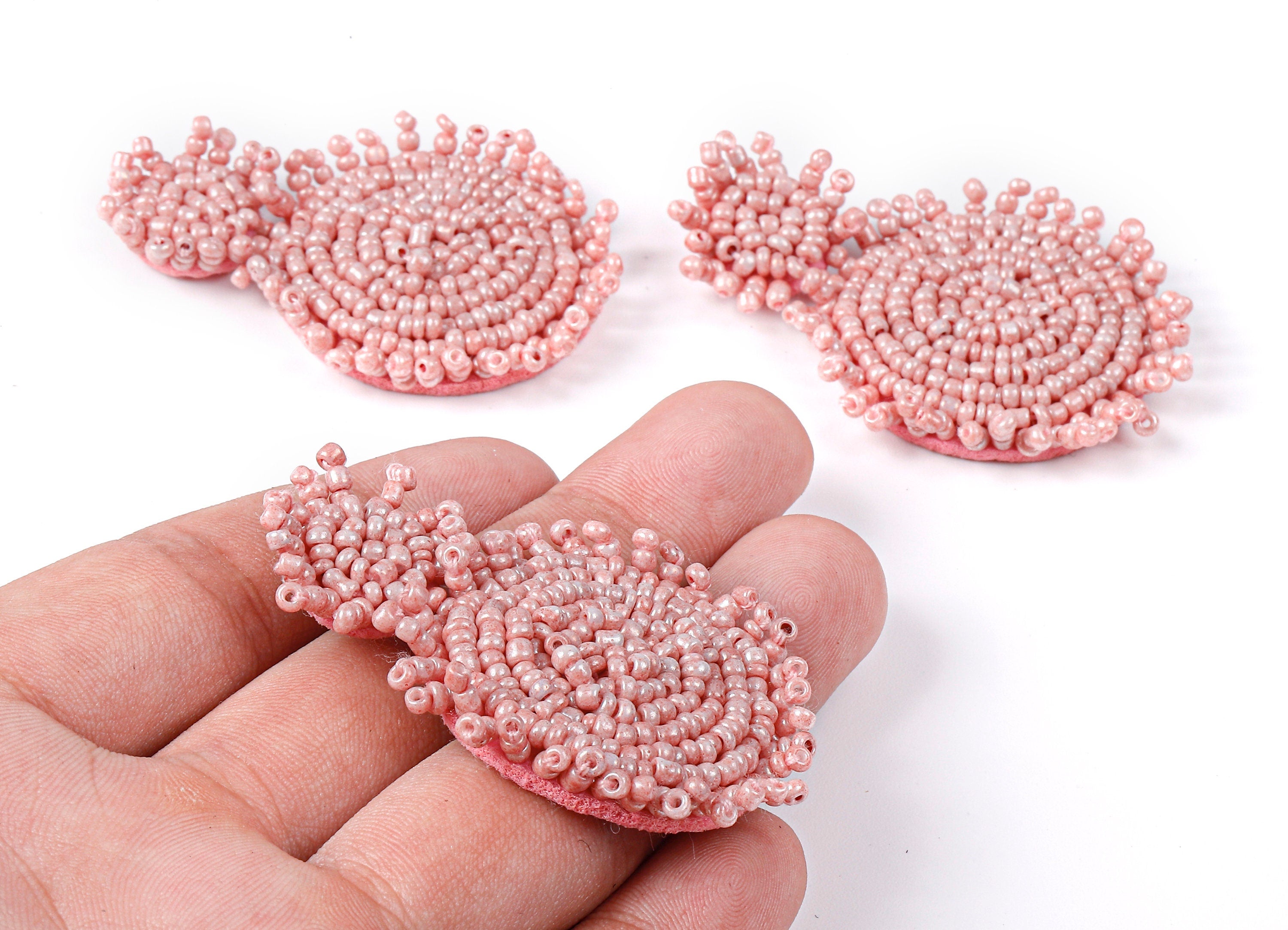 Beaded Round Earring Charms - Japanese beads - Handmade Beaded Pendant - Earring Accessories - Jewelry Supplies - 51.5x35x5.7mm - TH1059C - DOMEDBAZAAR
