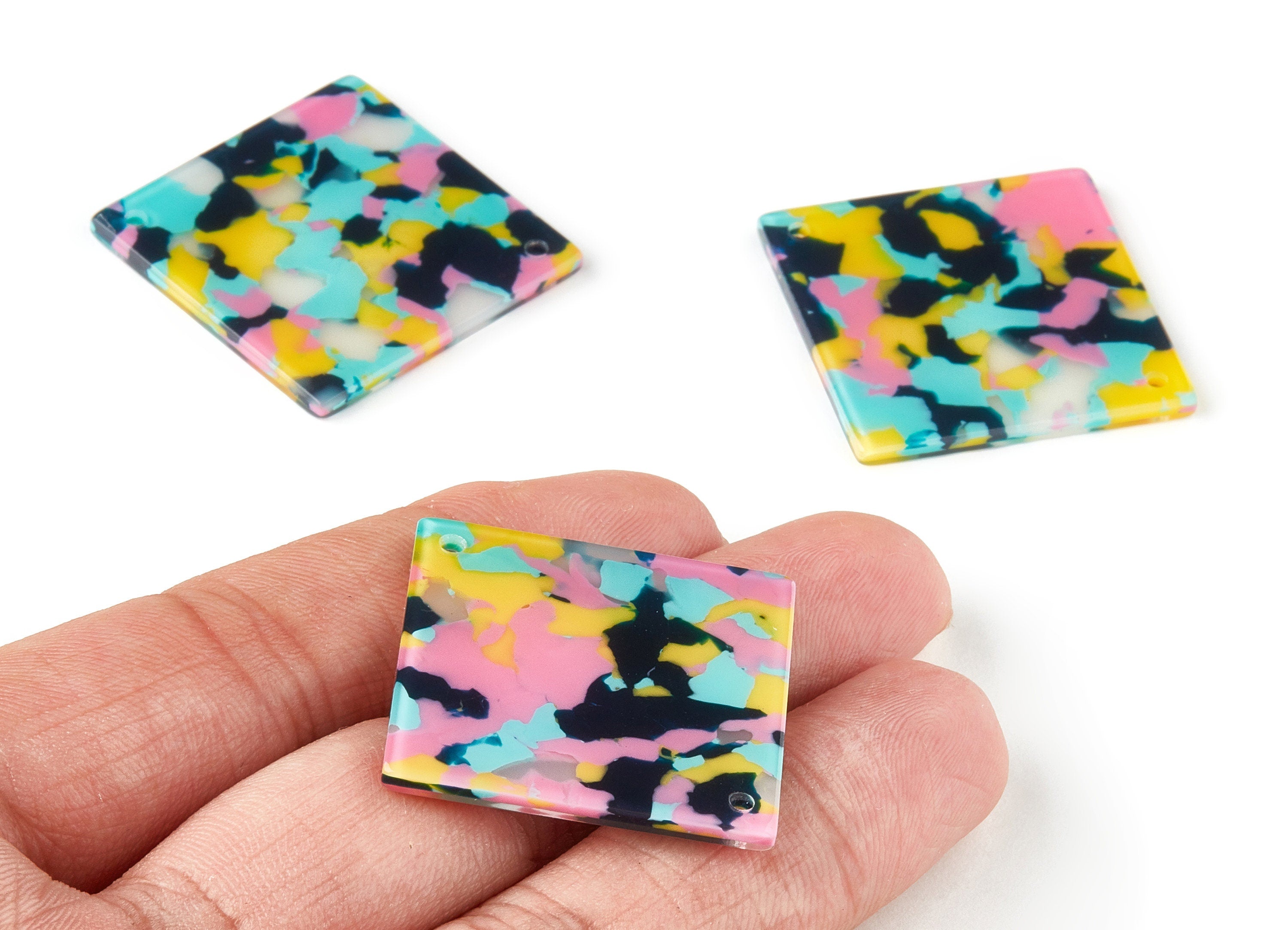 Acetate Square Charms - Square Earrings and Pendant - 2 Holes Earrings - Jewelry Supplies - Color Code: A111 - 30x30.13x2.33mm - AC1079-A111 - DOMEDBAZAAR