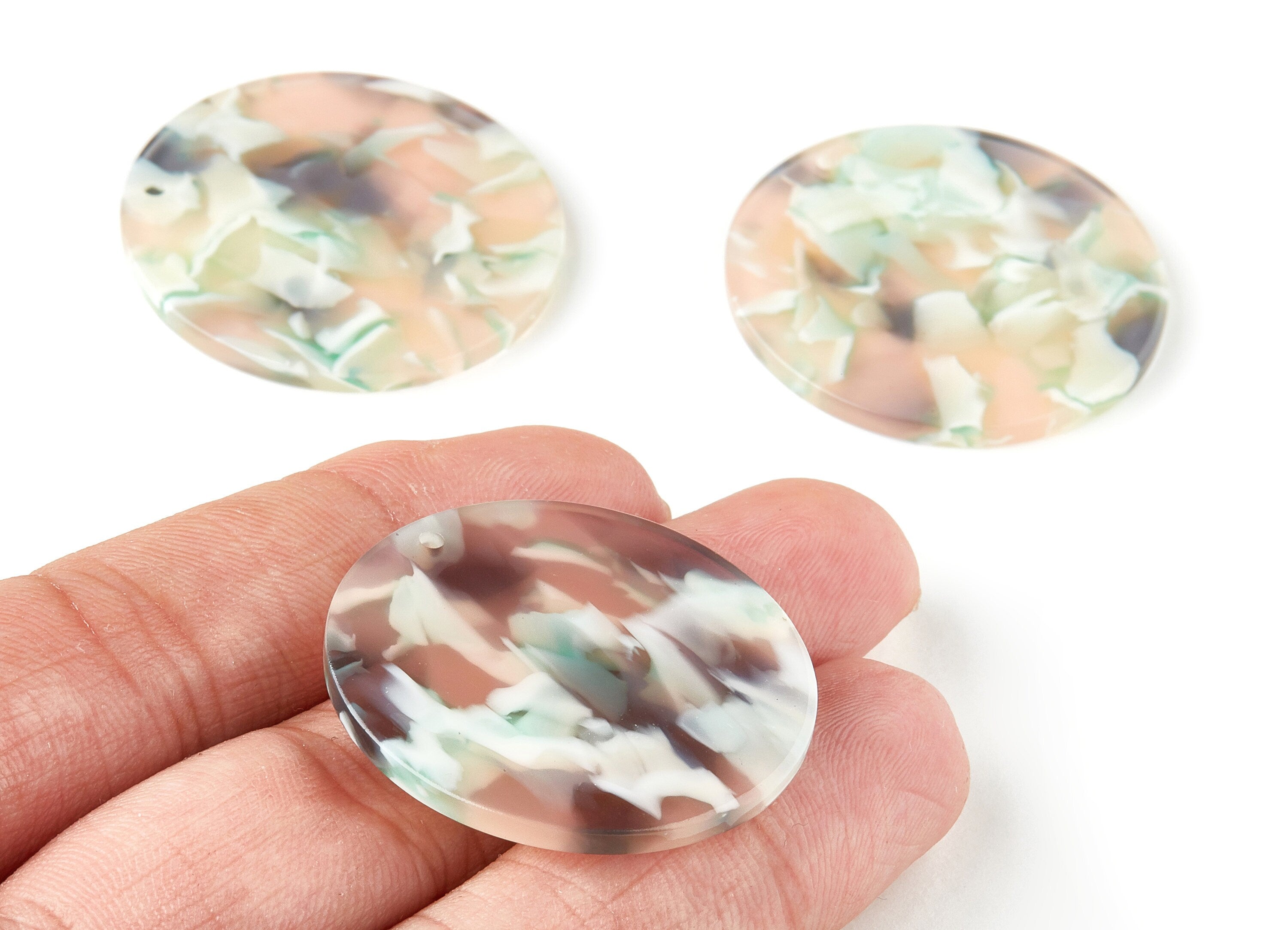 Acetate Round Charms - Coin Earrings and Pendant - Earring Findings - Jewelry Supplys - Color Code: A265 - 34.02x34.02x2.38mm - AC1135-A265 - DOMEDBAZAAR