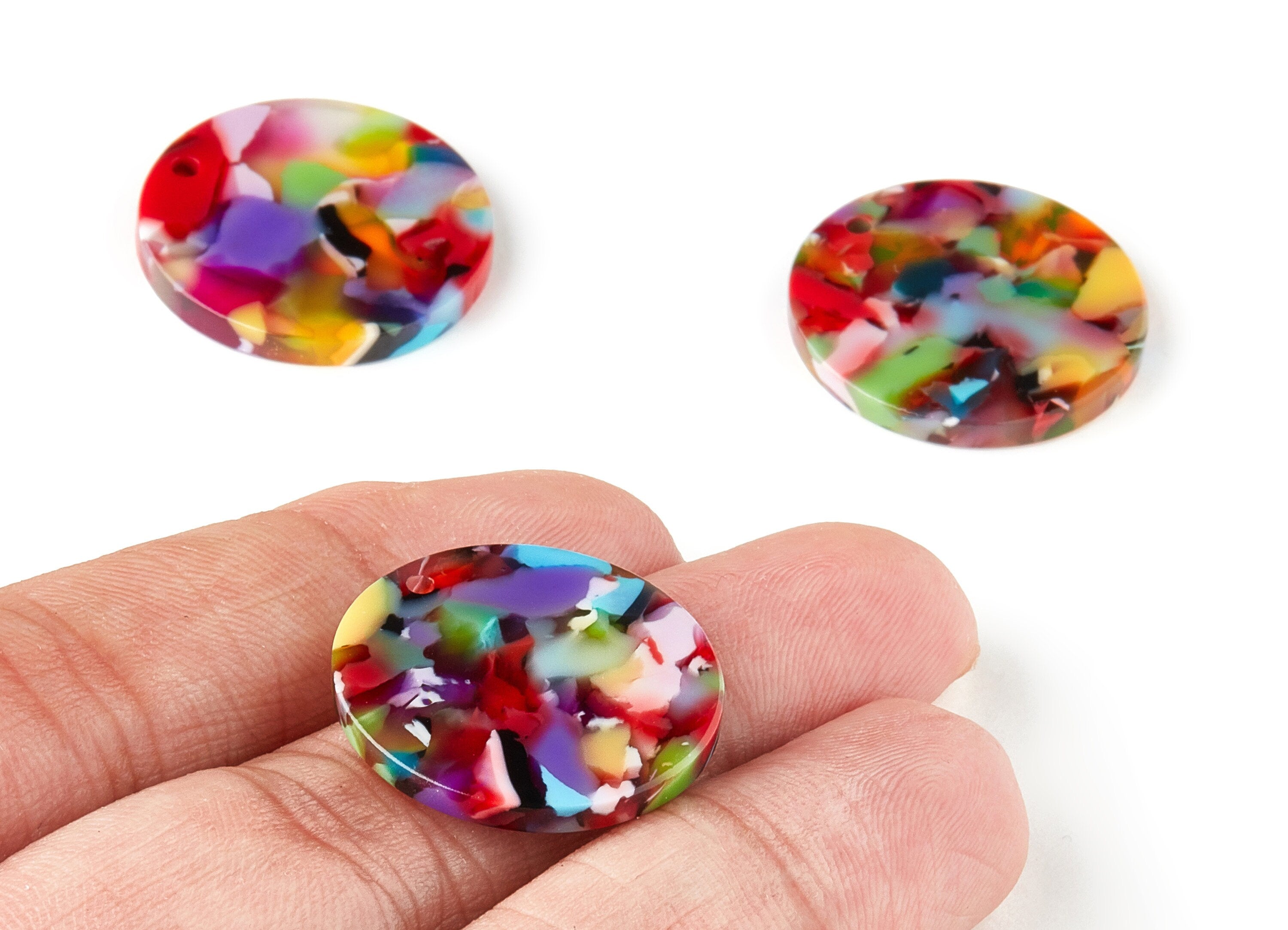 Acetate Round Charms - Coin Earrings and Pendant - Earring Findings - Jewelry Supplys - Color Code: A21 - 23.79x23.79x2.5mm - AC1661-A21 - DOMEDBAZAAR