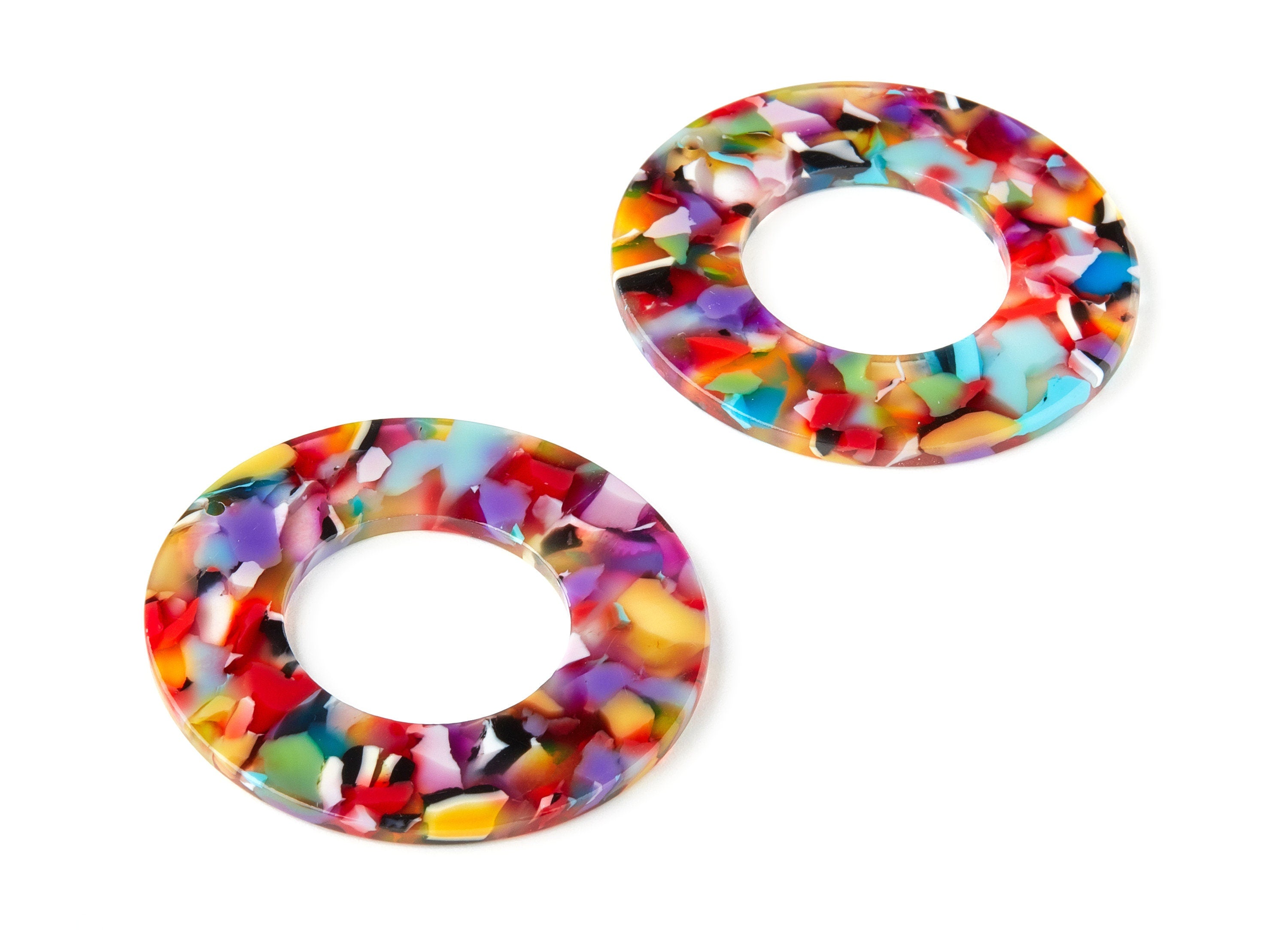 Acetate Circle Charms - Round Earrings and Pendant - Earring Findings - 1 Hole - Color Code: A21 - 47.84x47.84x2.51mm - AC1660-A21 - DOMEDBAZAAR