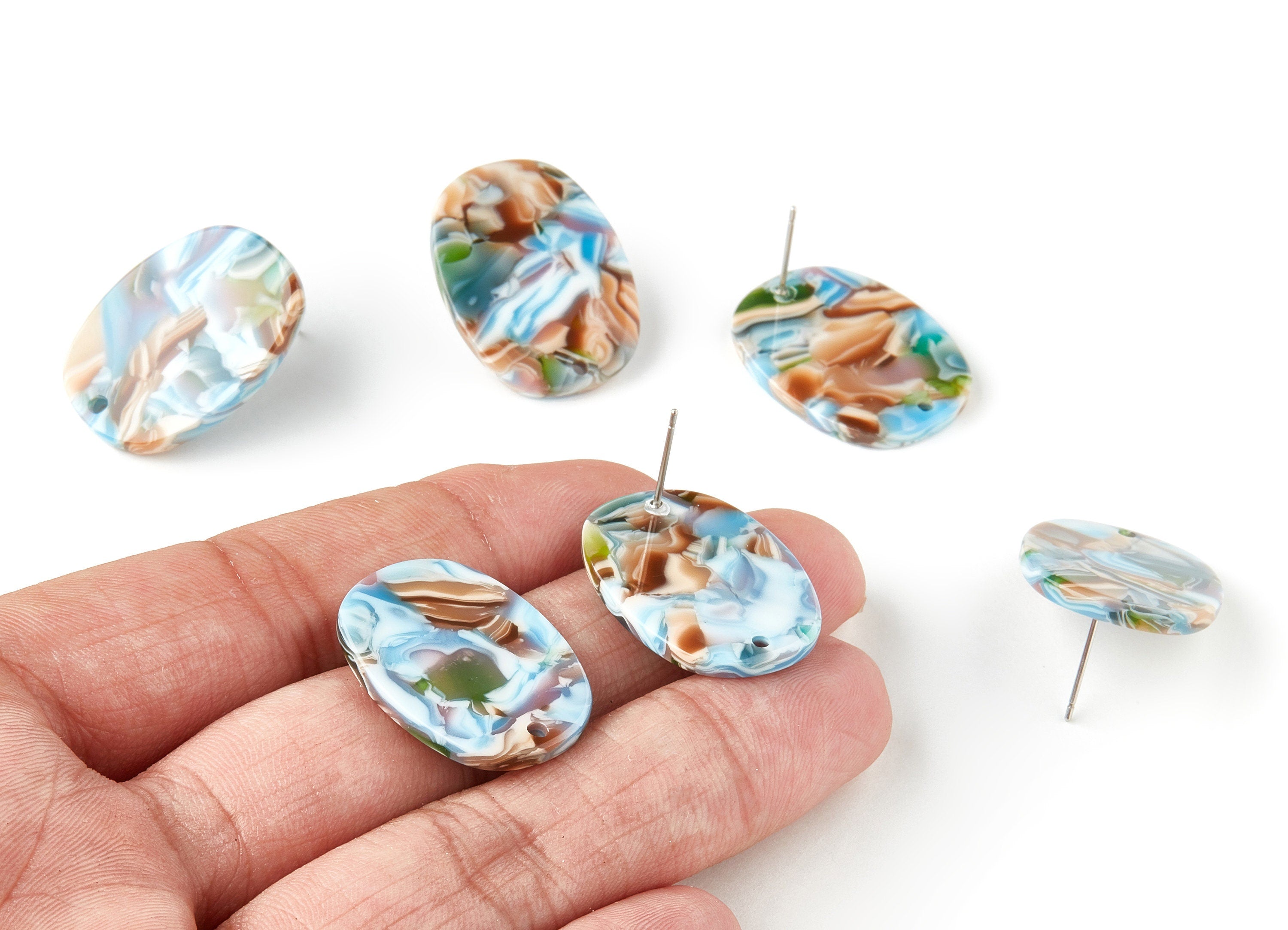 Acetate Oval Earring Stud - Oval Earring Post and Stud - Earring Findings - Color Code: A240 - 26.49x19.2x2.45mm - AC1002-A240 - DOMEDBAZAAR