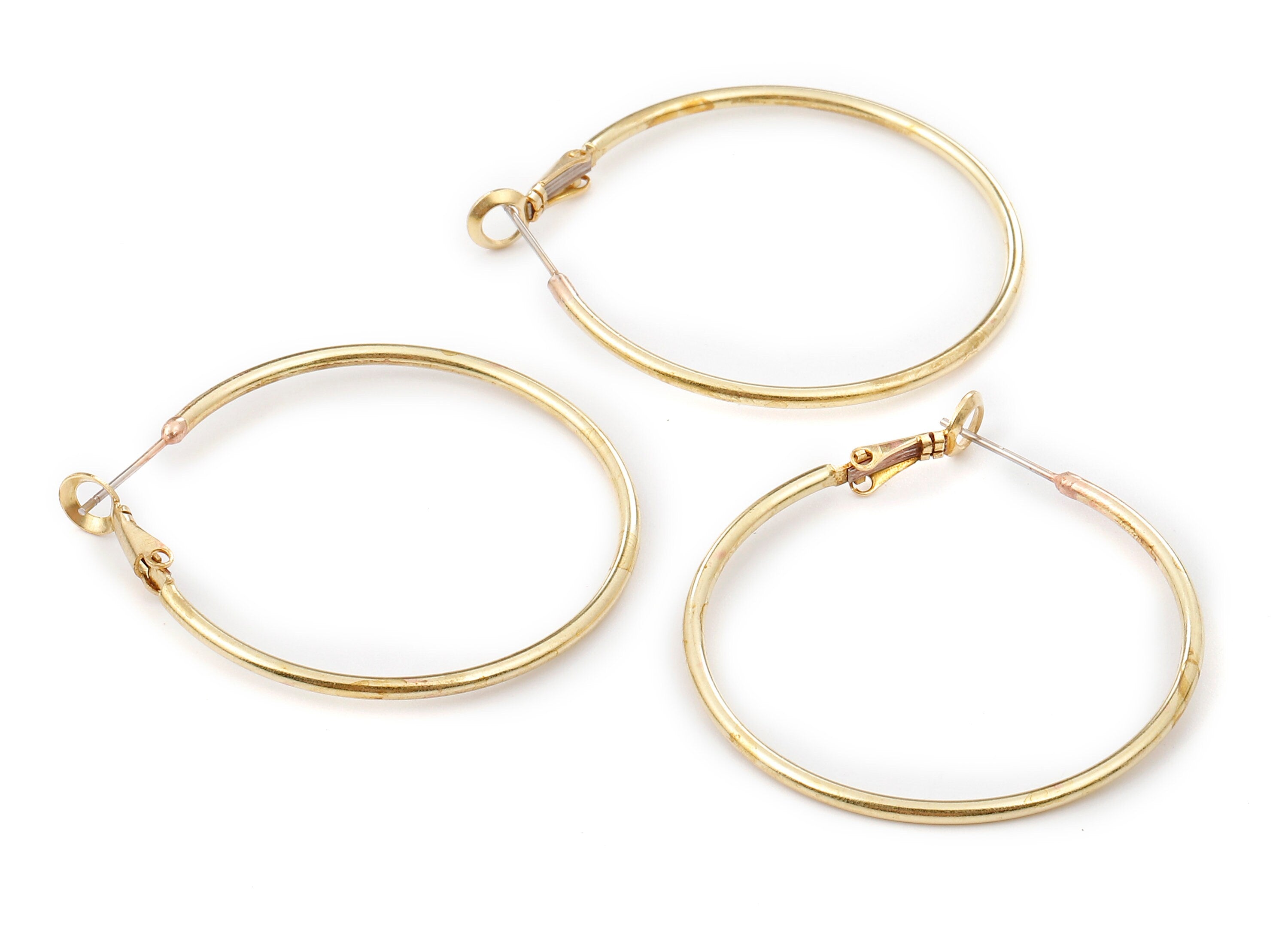 Brass Earring Clasp - Raw Brass Circle Clasp - Earring Findings - Jewelry Supplies - 40x40x1.8mm - PP2351 - DOMEDBAZAAR