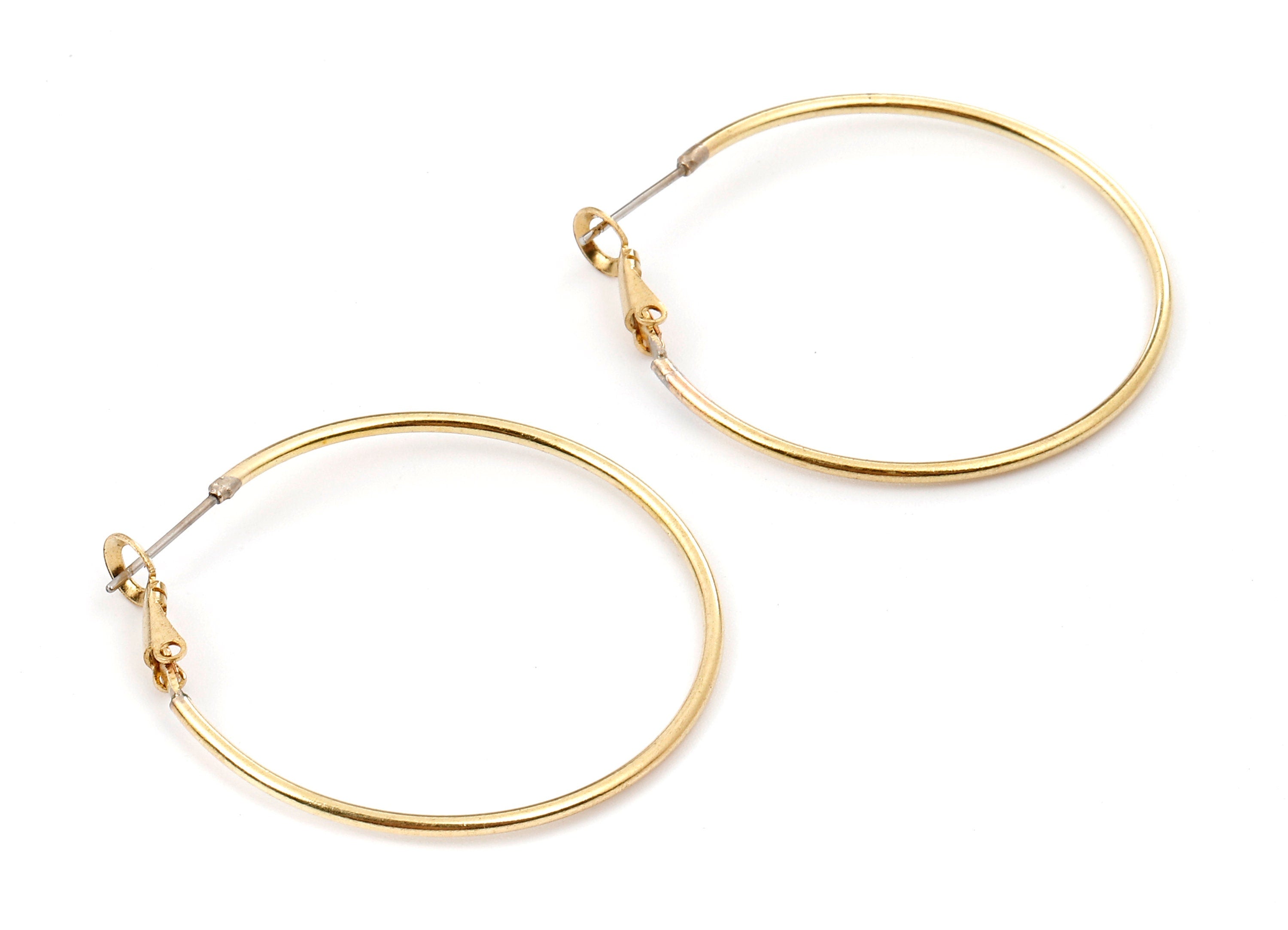 Brass Earring Clasp - Raw Brass Circle Clasp - Earring Findings - Jewelry Supplies - 40x40x1.5mm - PP2350 - DOMEDBAZAAR