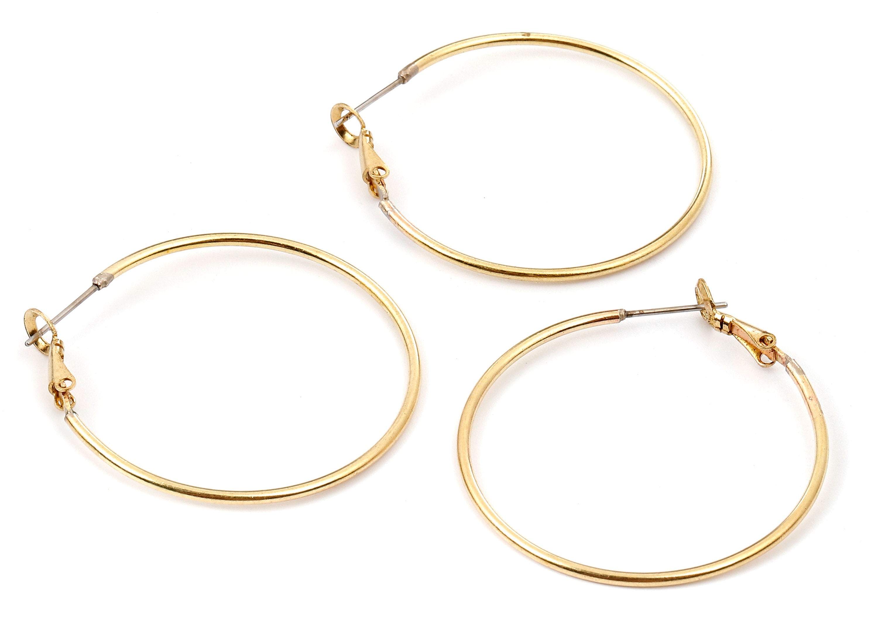 Brass Earring Clasp - Raw Brass Circle Clasp - Earring Findings - Jewelry Supplies - 40x40x1.5mm - PP2350 - DOMEDBAZAAR