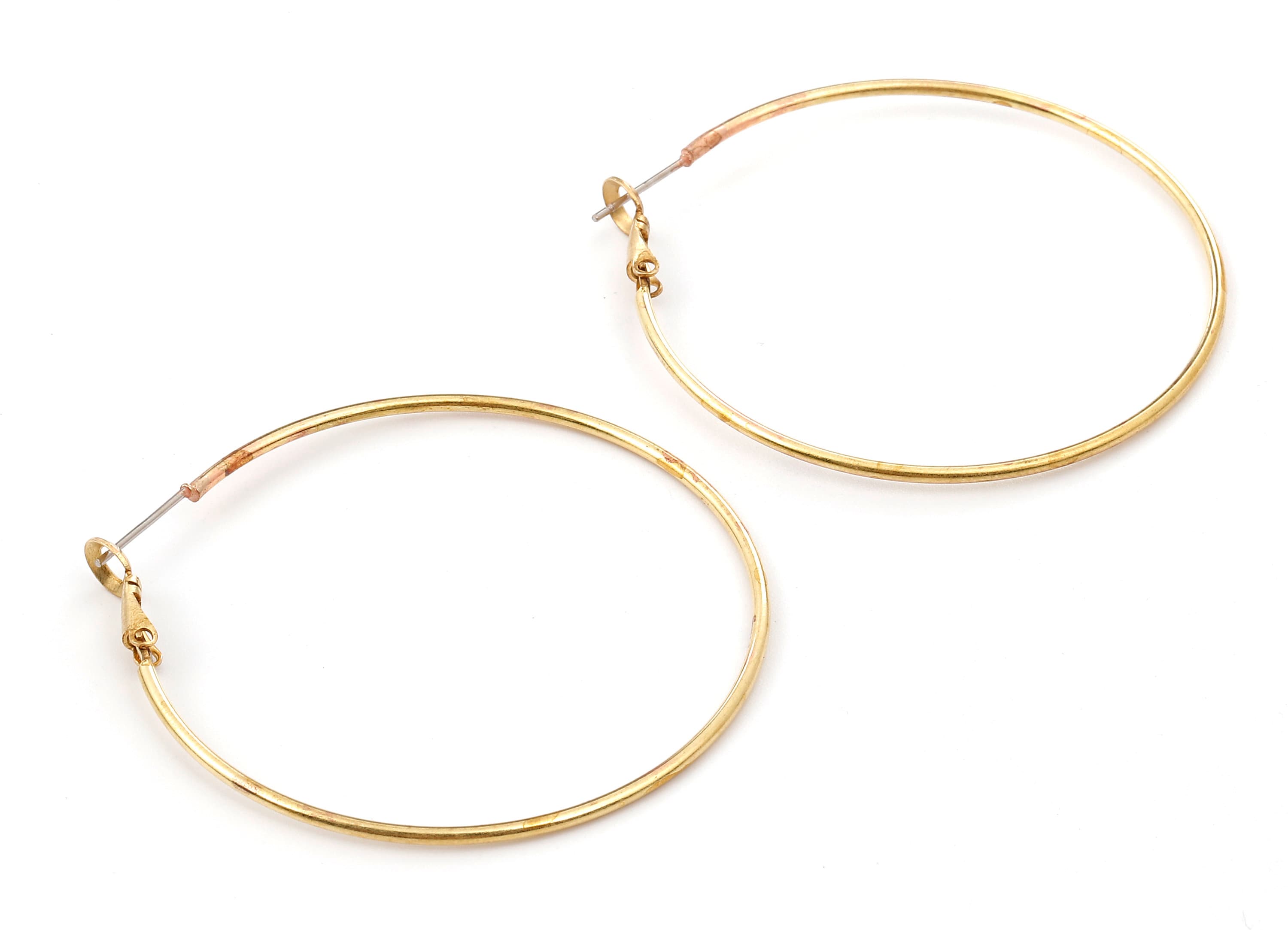 Brass Earring Clasp - Raw Brass Circle Clasp - Earring Findings - Jewelry Supplies - 50x50x1.5mm - PP2349 - DOMEDBAZAAR