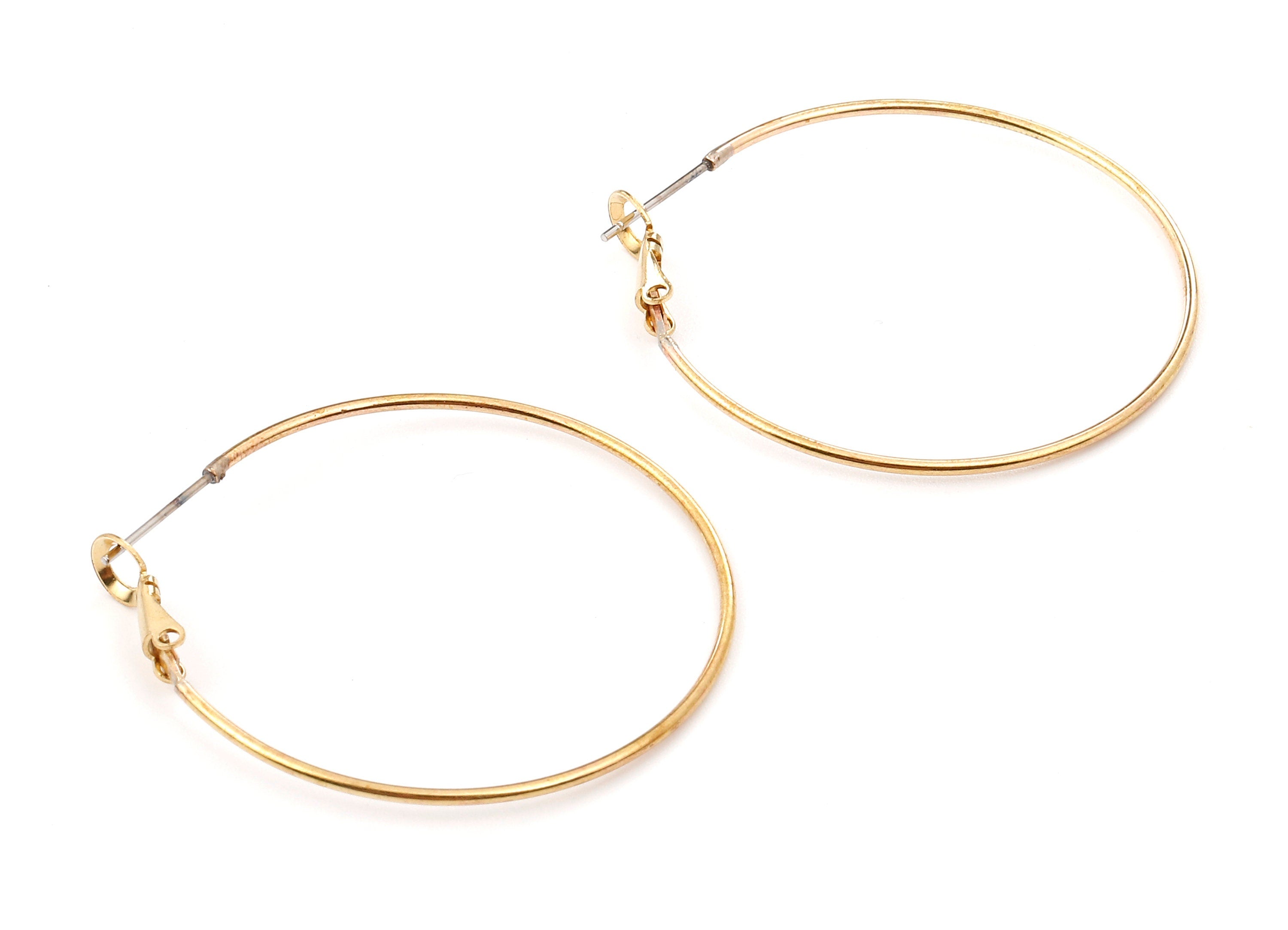 Brass Earring Clasp - Raw Brass Circle Clasp - Earring Findings - Jewelry Supplies - 40x40x1.2mm - PP2348 - DOMEDBAZAAR