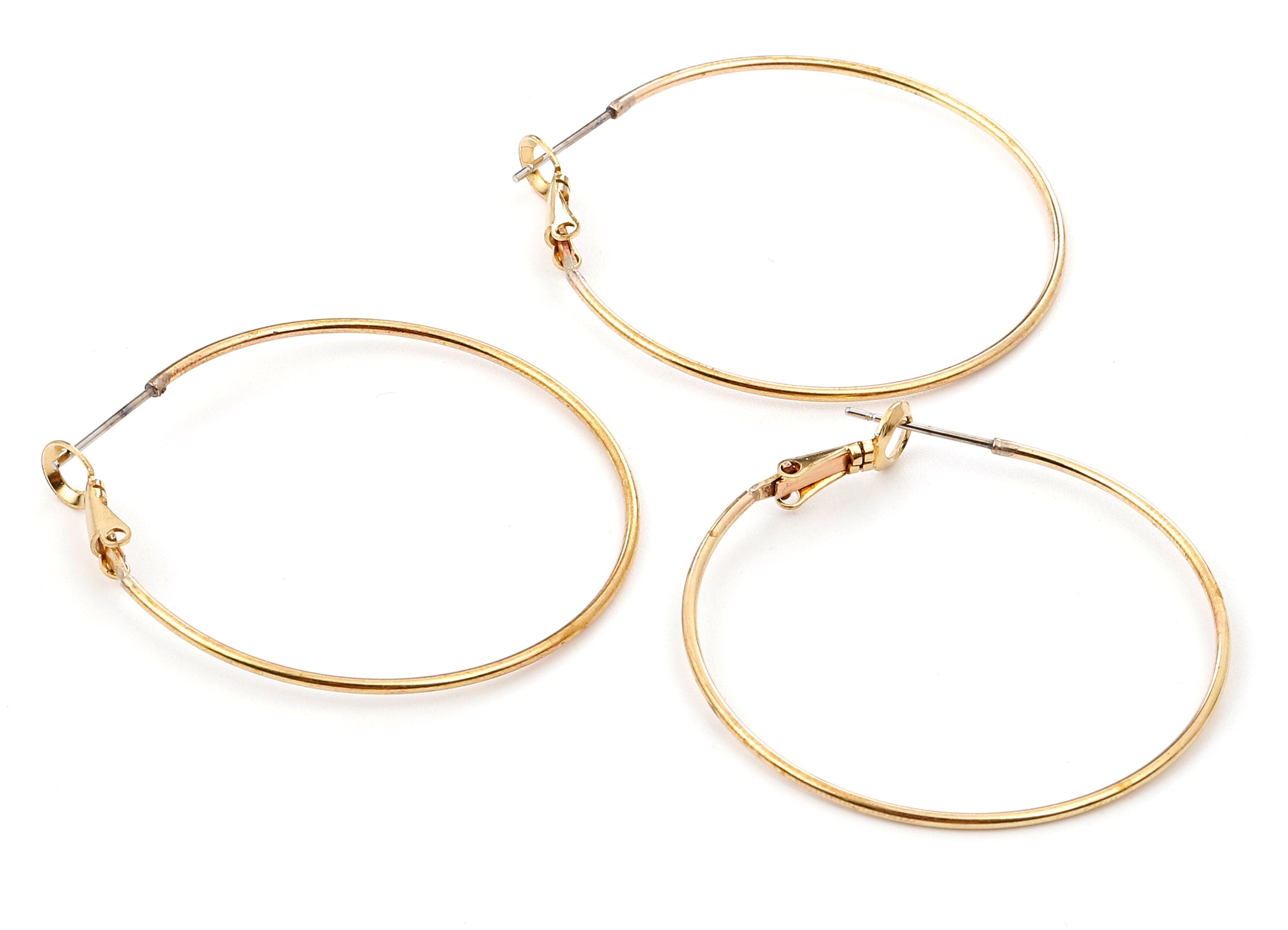 Brass Earring Clasp - Raw Brass Circle Clasp - Earring Findings - Jewelry Supplies - 40x40x1.2mm - PP2348 - DOMEDBAZAAR