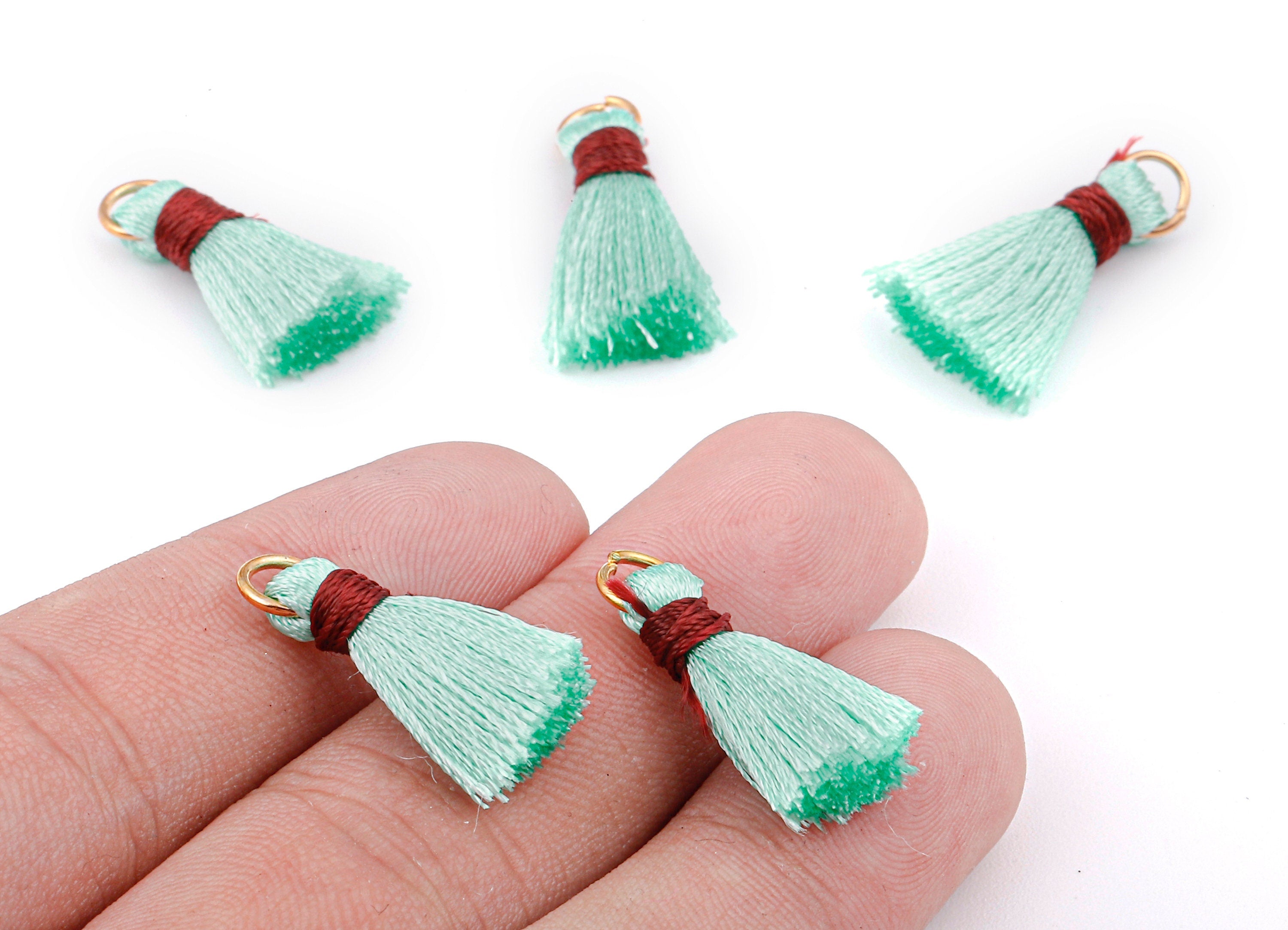 Silky Tassels with Loop Charms - Silky Tassels Earring and Pendant - Tassels with Iron Jump Ring - Boho Earrings - 24.06x5.92x3.4mm - TS1028 - DOMEDBAZAAR