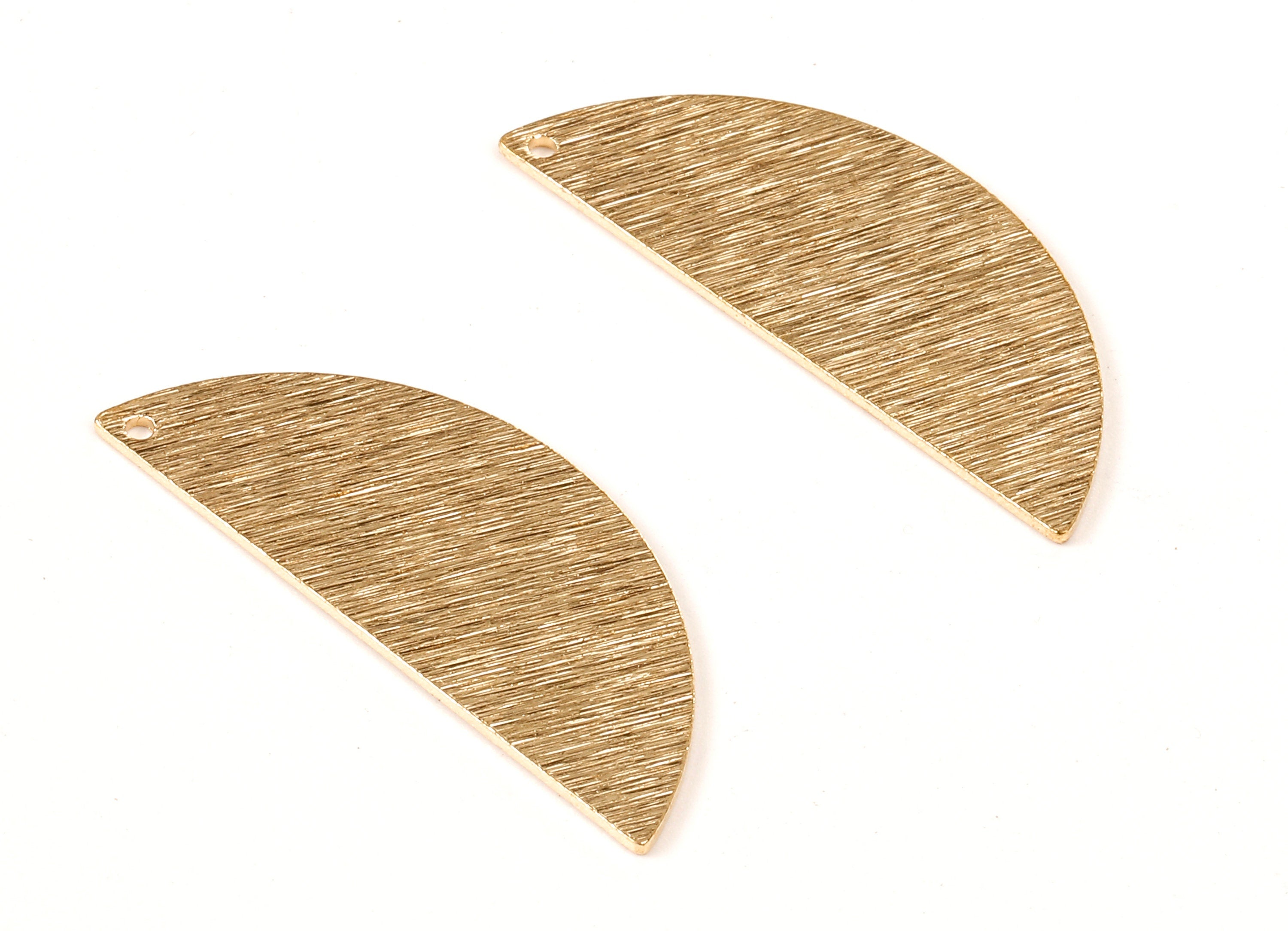 Brass Textured Half Round Charms - Textured Semicircle Pendant - Earring Findings - Jewelry Supplies - 39.22x15.47x0.99mm - PP2156 - DOMEDBAZAAR