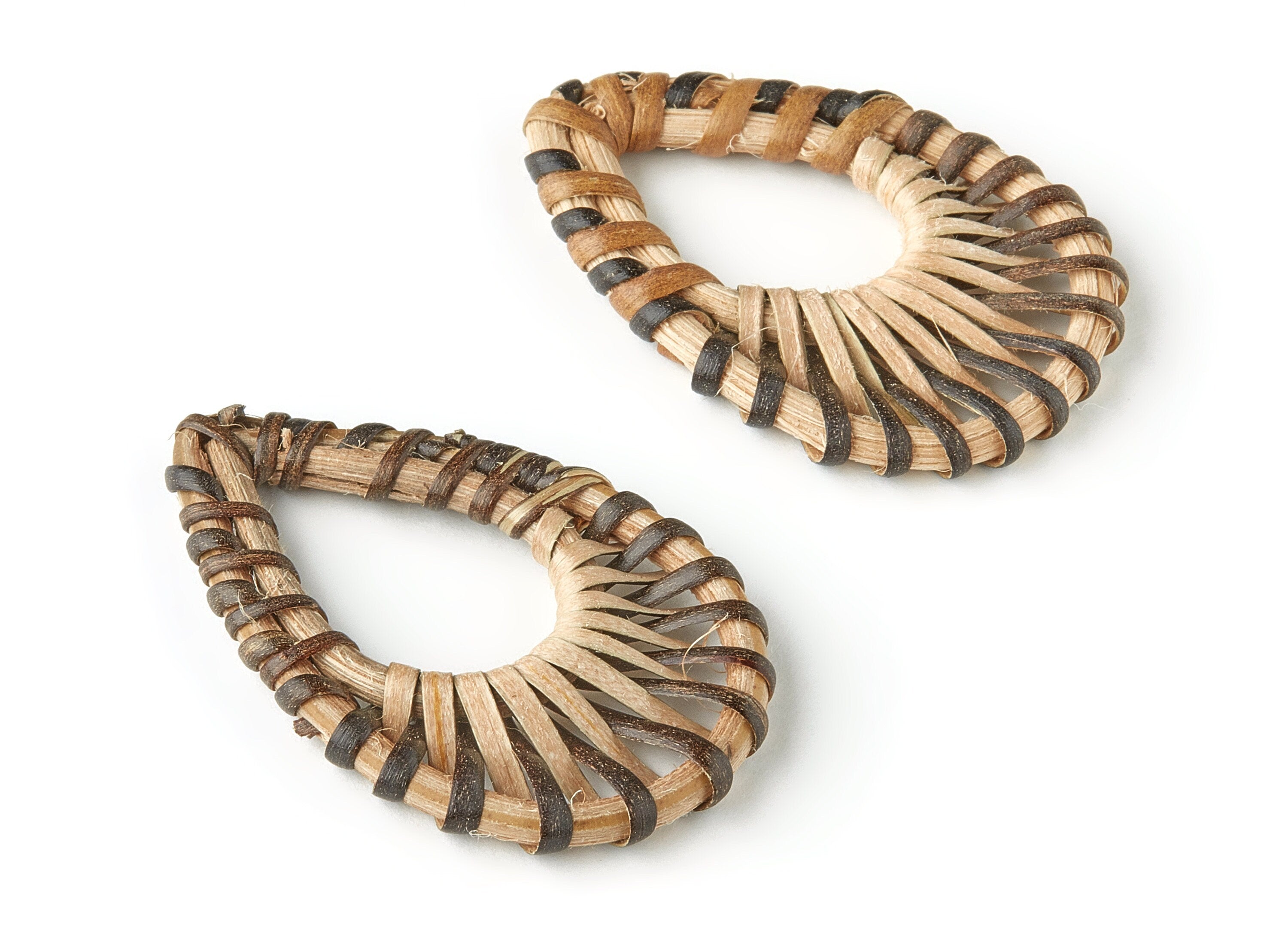 Handwoven Drop Rattan Charms - Drop Rattan Earrings and Pendant - Wooden Straw Earrings - Jewelry Handmade - 54x34.12x3.4mm - RT1209 - DOMEDBAZAAR