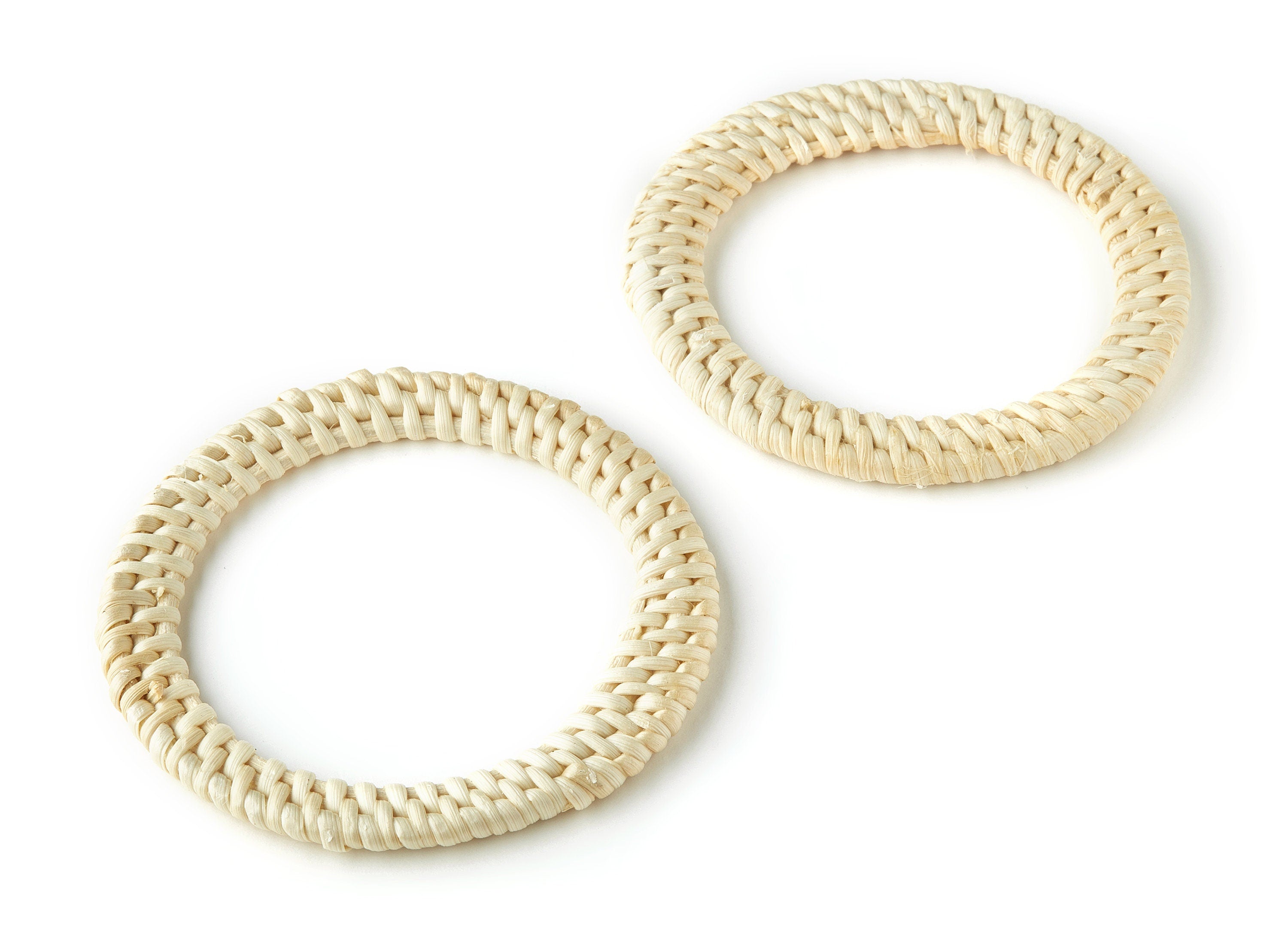 Handwoven Rattan Hoop Charms - Hoop Rattan Earrings and Pendant - Wooden Straw Earrings - Jewelry Handmade - 80.43x80.43x4.63mm - RT1250 - DOMEDBAZAAR