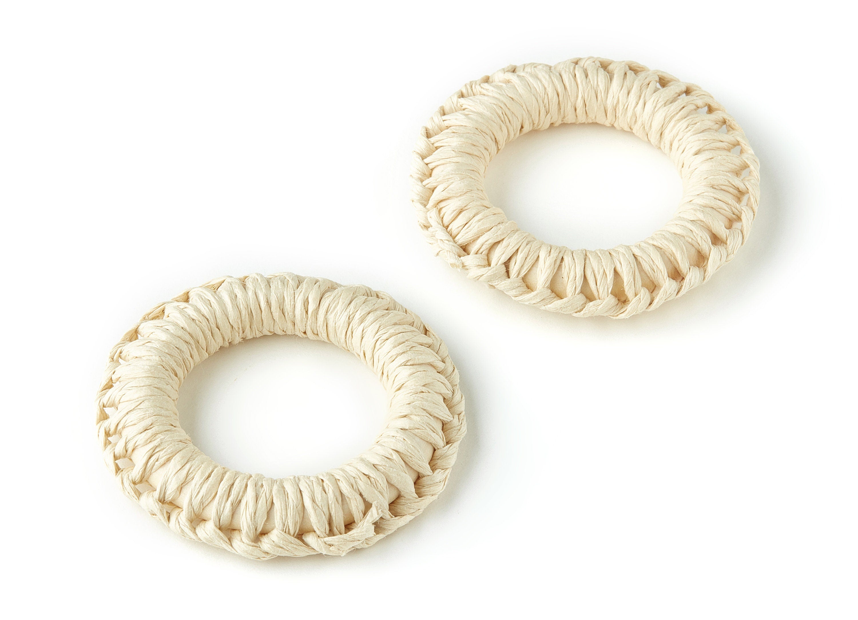 Handwoven Circle Rattan Charms - Circle Rattan Earrings and Pendant - Wooden Straw Earrings - Jewelry Handmade - 47.01x47.01x7.66mm - RT1205 - DOMEDBAZAAR