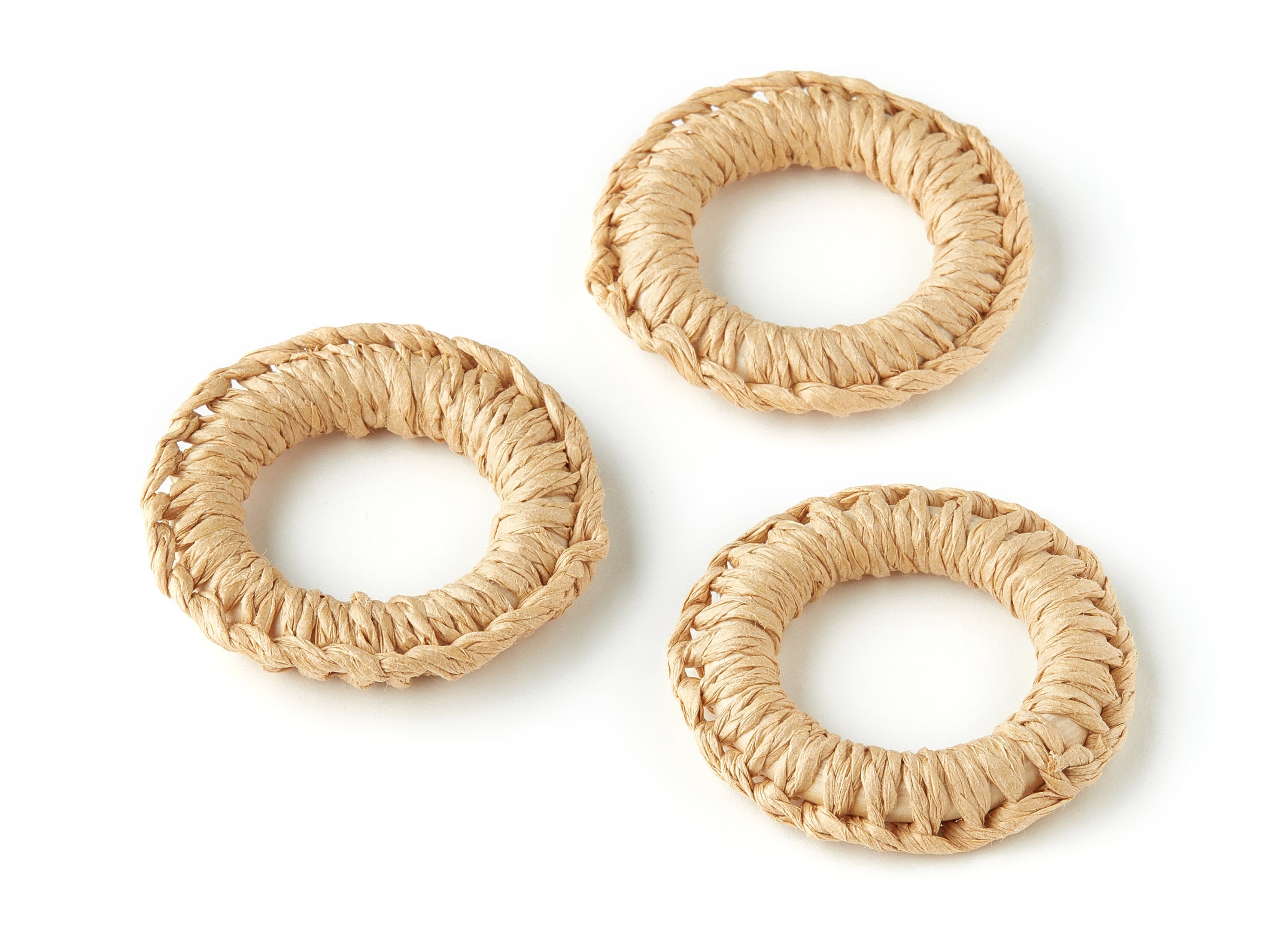 Handwoven Circle Rattan Charms - Circle Rattan Earrings and Pendant - Wooden Straw Earrings - Jewellry Handmade - 47.0x47.01x7.66mm - RT1206 - DOMEDBAZAAR