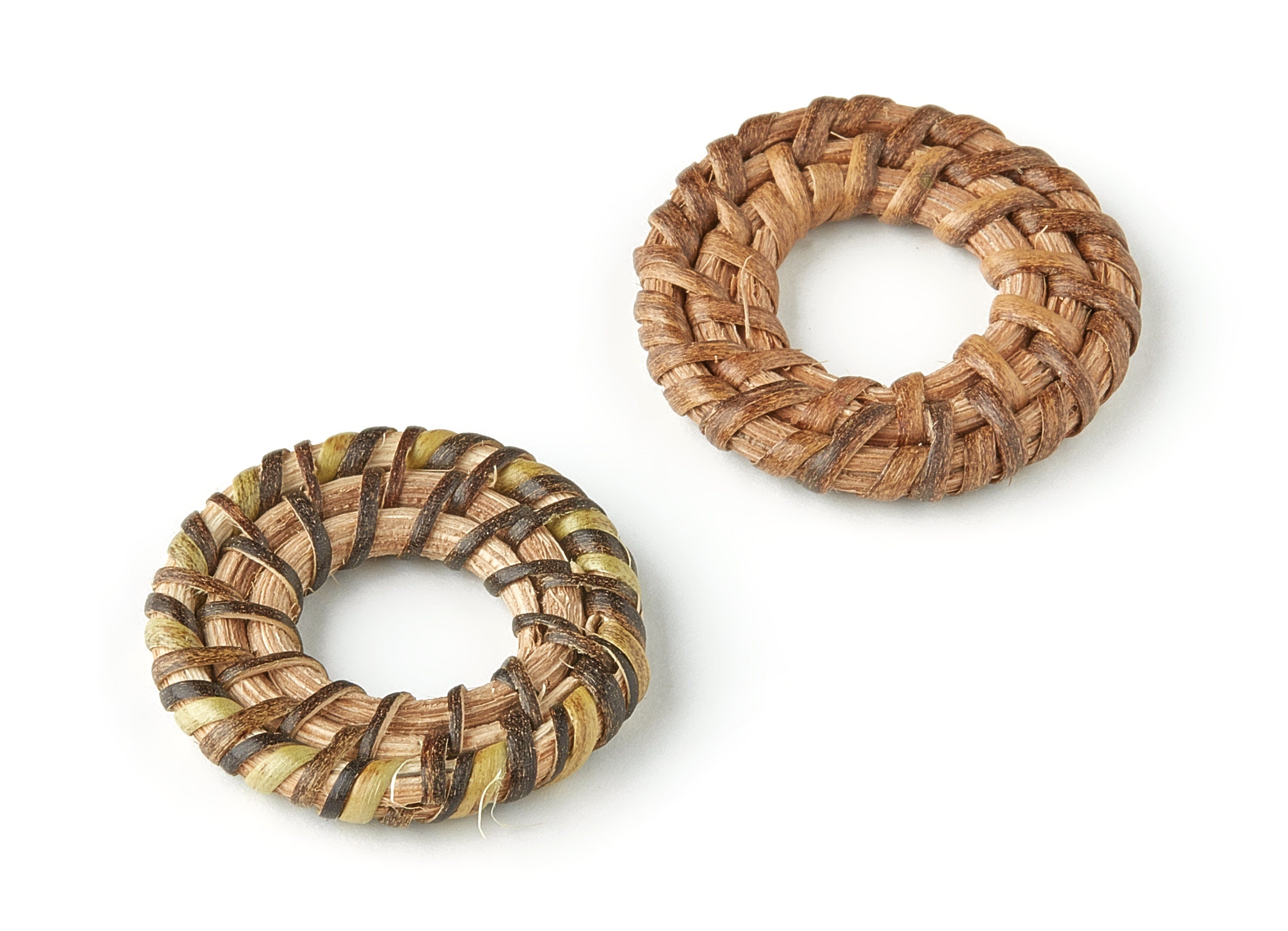 Handwoven Circle Rattan Charms - Circle Rattan Earrings and Pendant - Wooden Straw Earrings - Jewelry Handmade - 31.42x31.42x3.81mm - RT1221 - DOMEDBAZAAR