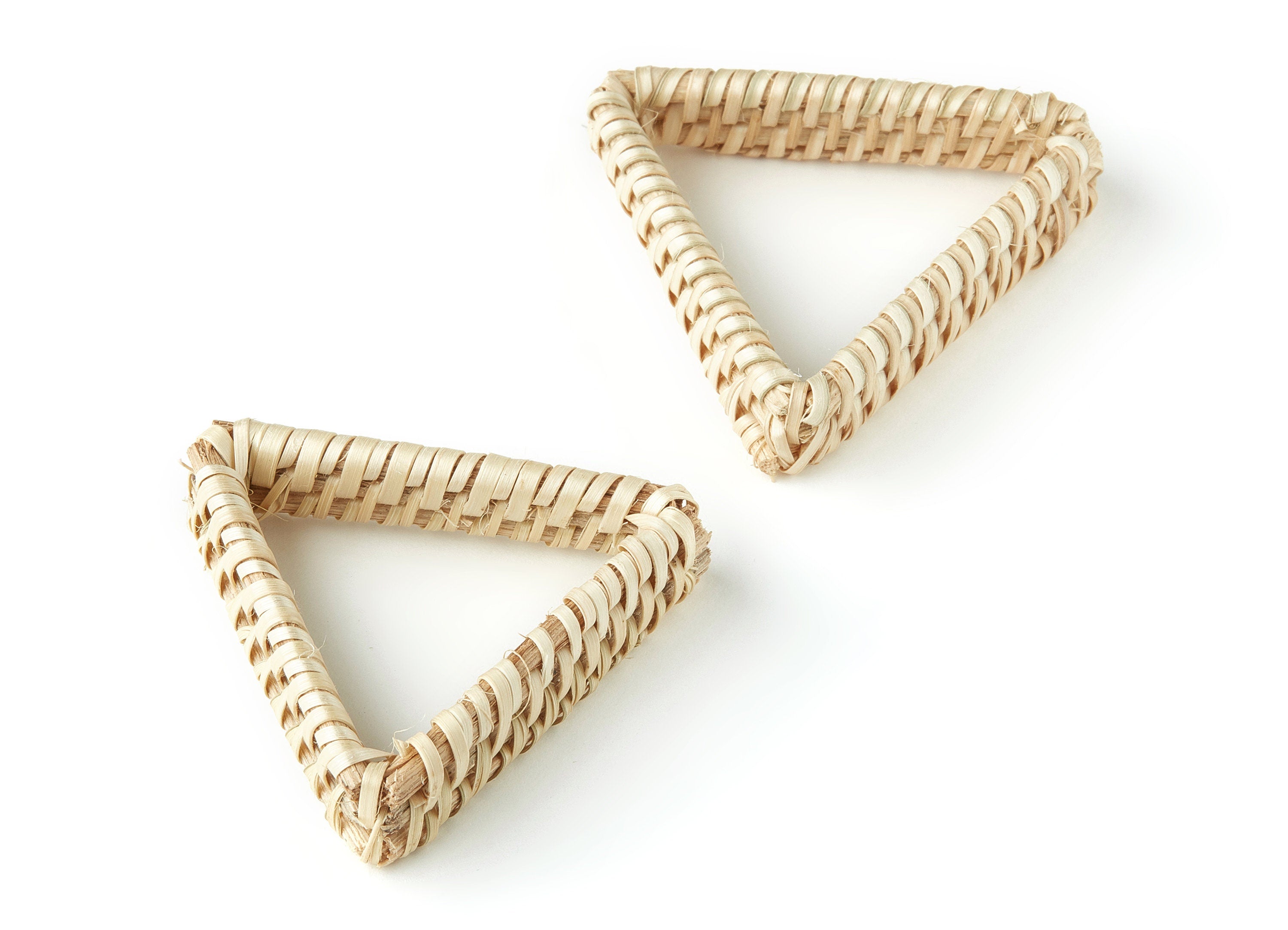 Handwoven Rattan Triangle Charm - Triangle Rattan Earring & Pendant - Woven Straw Earrings - Jewelry Handmade - 52.32x46.16x12.12mm - RT1230 - DOMEDBAZAAR