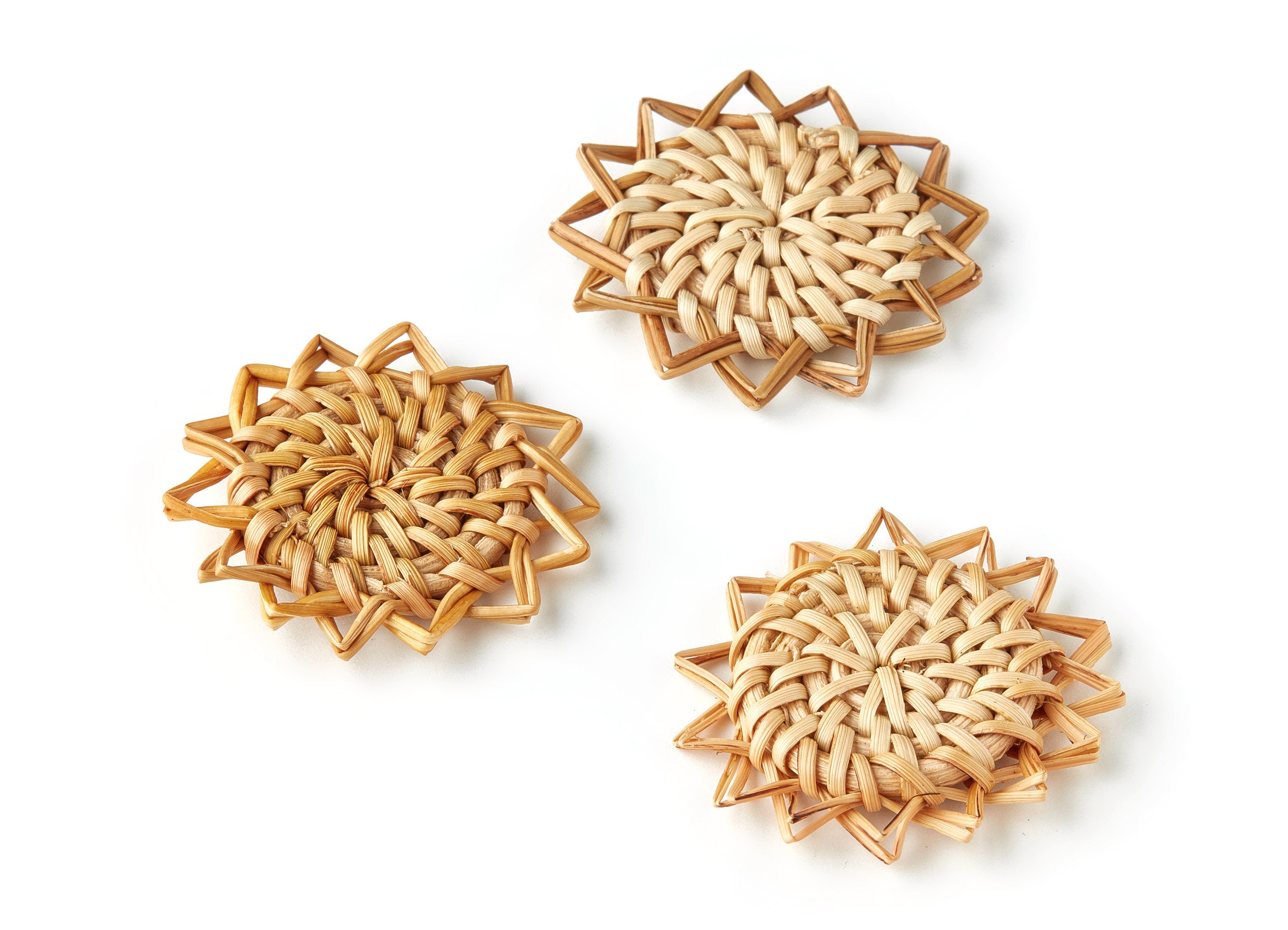 Handwoven Rattan Sun Charms - Sun Rattan Earrings and Pendant - Wooden Straw Earrings - Jewelry Handmade - 45.7x45.7x5.15mm - RT1243 - DOMEDBAZAAR