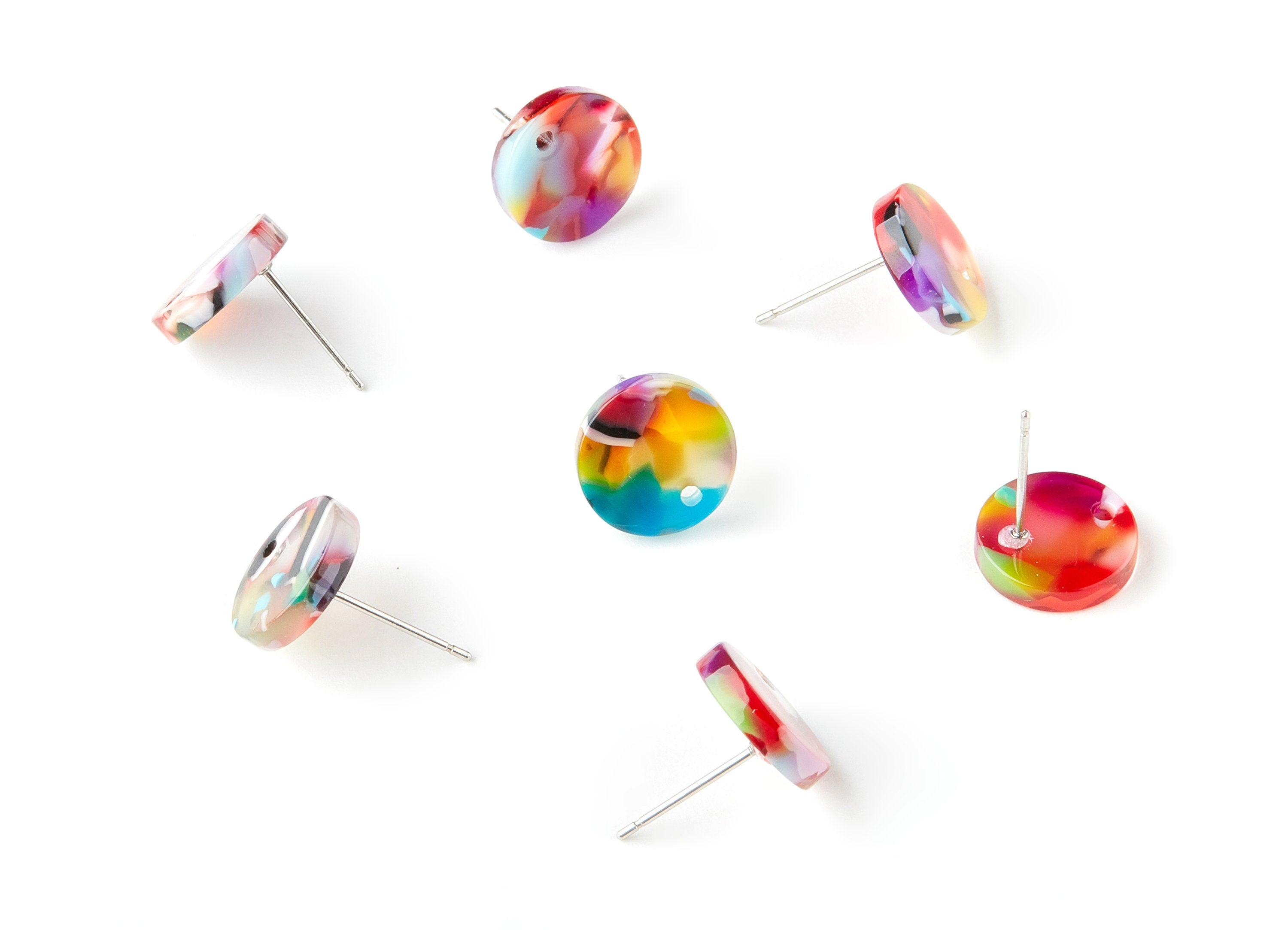 Acetate Round Earring Stud - Round Earring Post and Stud - Earring Findings - Color Code: A21 - 11.8x11.8x2.5mm - AC1139-A21 - DOMEDBAZAAR