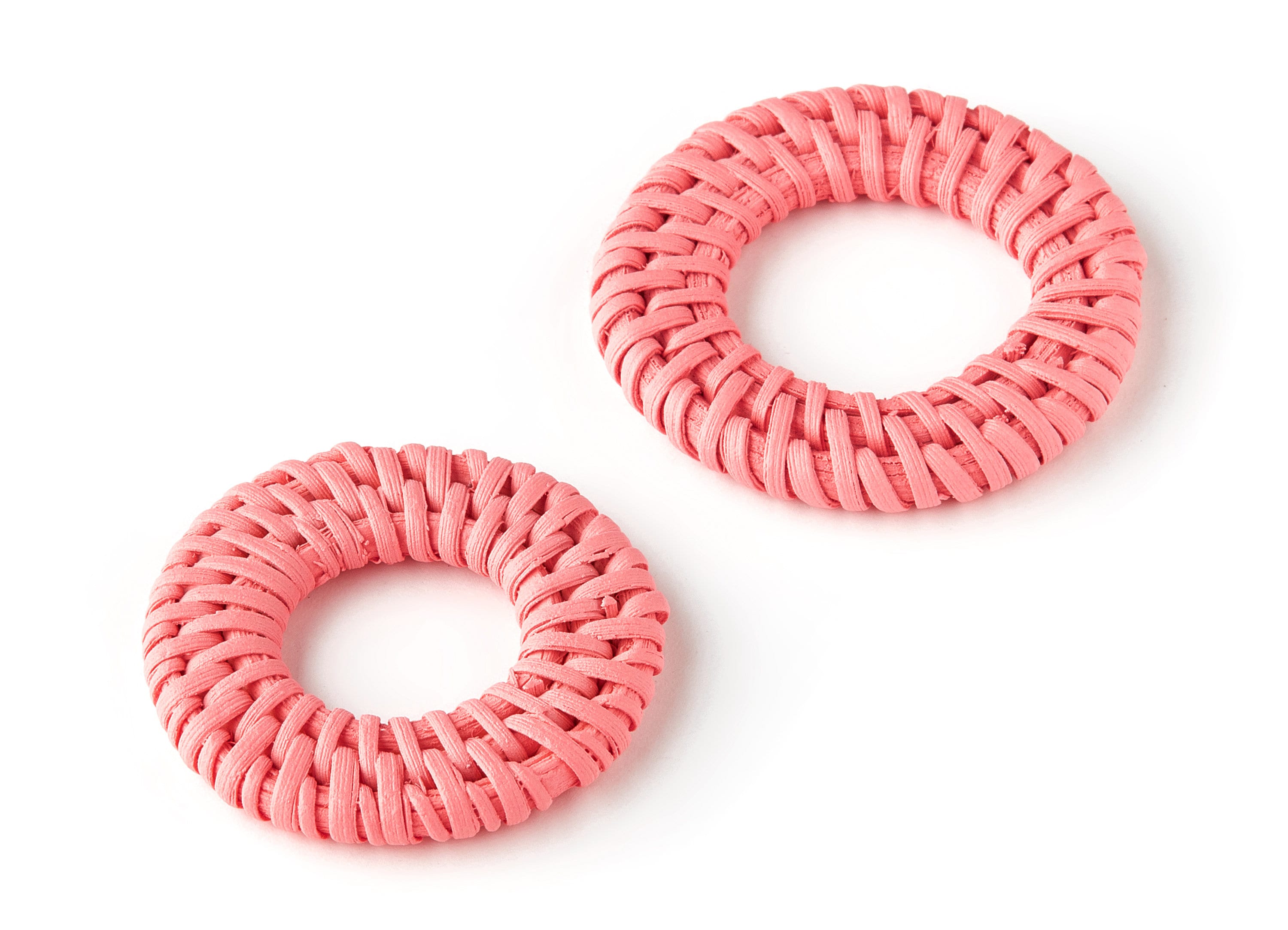 Handwoven Rattan Circle Charms - Circle Rattan Earrings and Pendant - Wooden Straw Earrings - Jewelry Handmade - 43.35x43.35x5.5mm - RT1254A - DOMEDBAZAAR