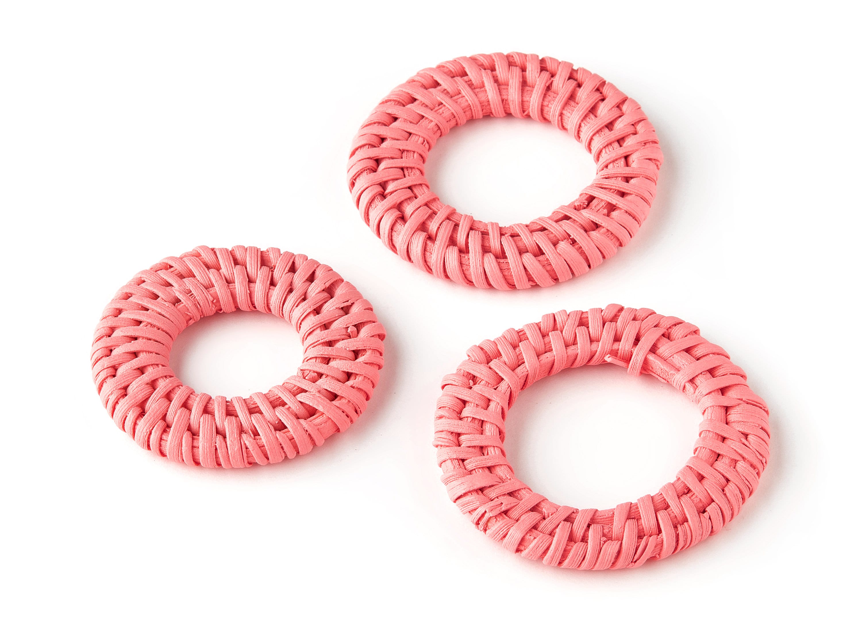 Handwoven Rattan Circle Charms - Circle Rattan Earrings and Pendant - Wooden Straw Earrings - Jewelry Handmade - 43.35x43.35x5.5mm - RT1254A - DOMEDBAZAAR