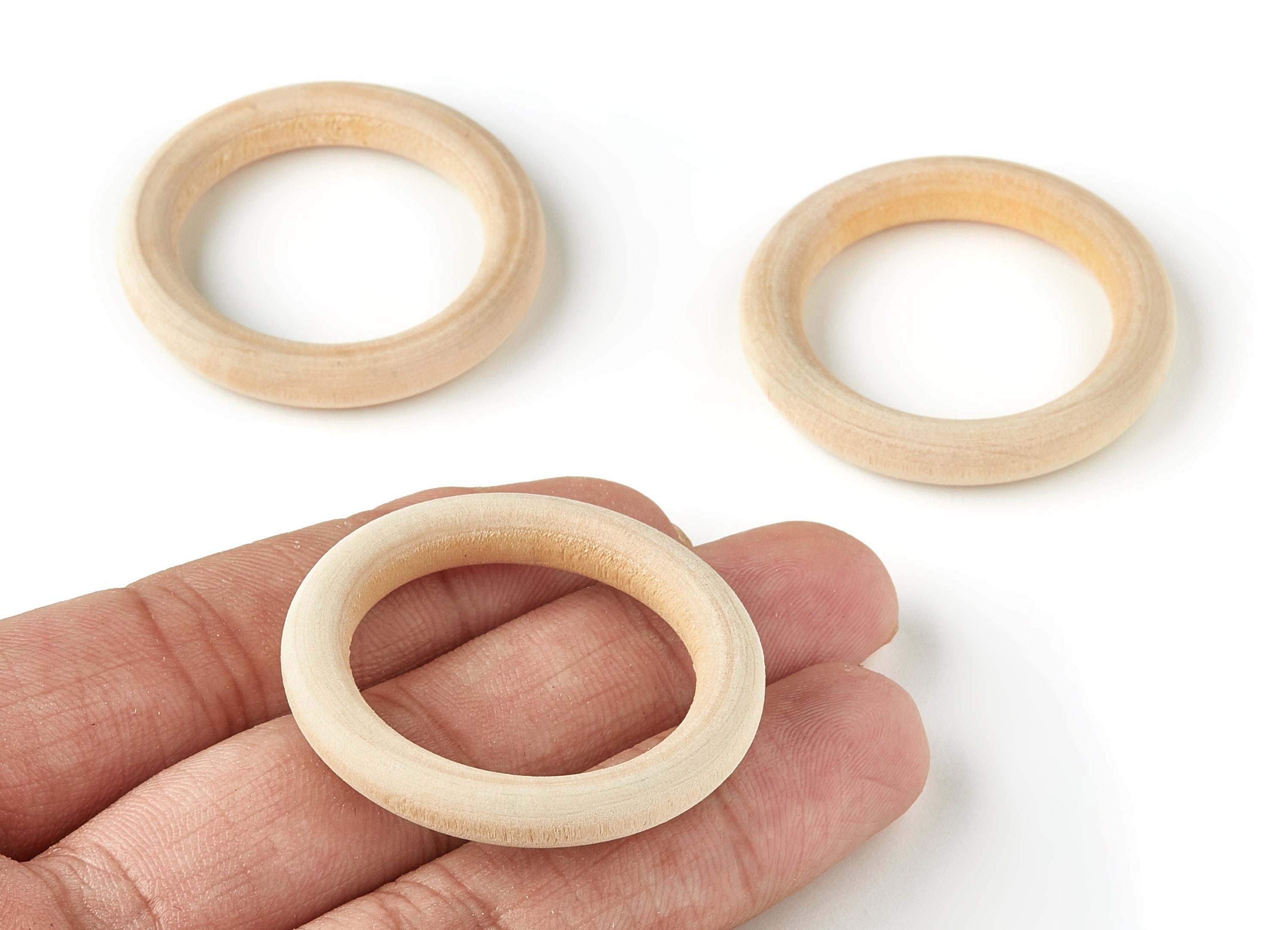 Round Unfinished Natural Wood - Ring Circle Wood Ring - Natural Wood Findings - 39.95x39.95x5.91mm - BB1064 - DOMEDBAZAAR