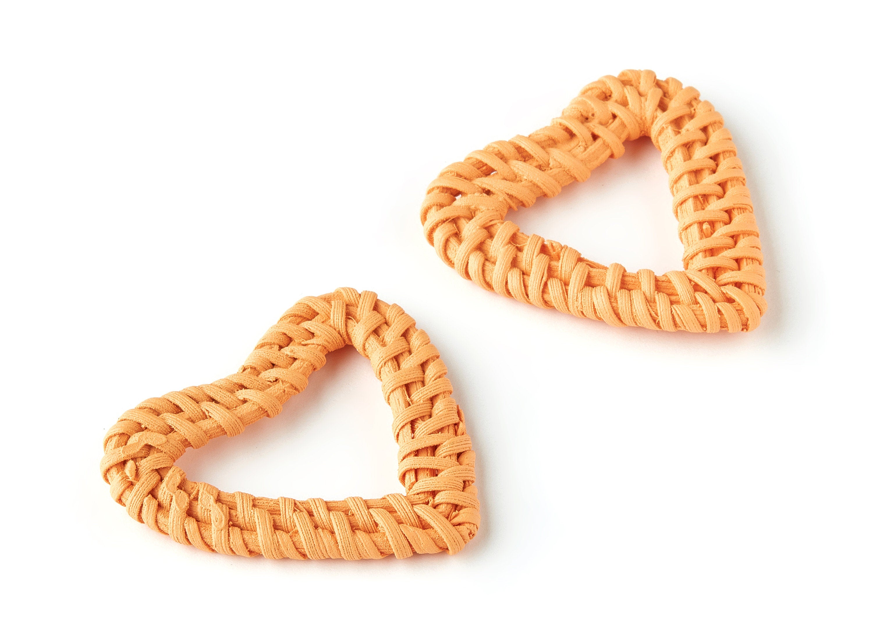 Handwoven Rattan Heart Charms - Heart Rattan Earrings and Pendant - Wooden Straw Earrings - Jewelry Handmade - 42x41x5.3mm - RT1255A - DOMEDBAZAAR
