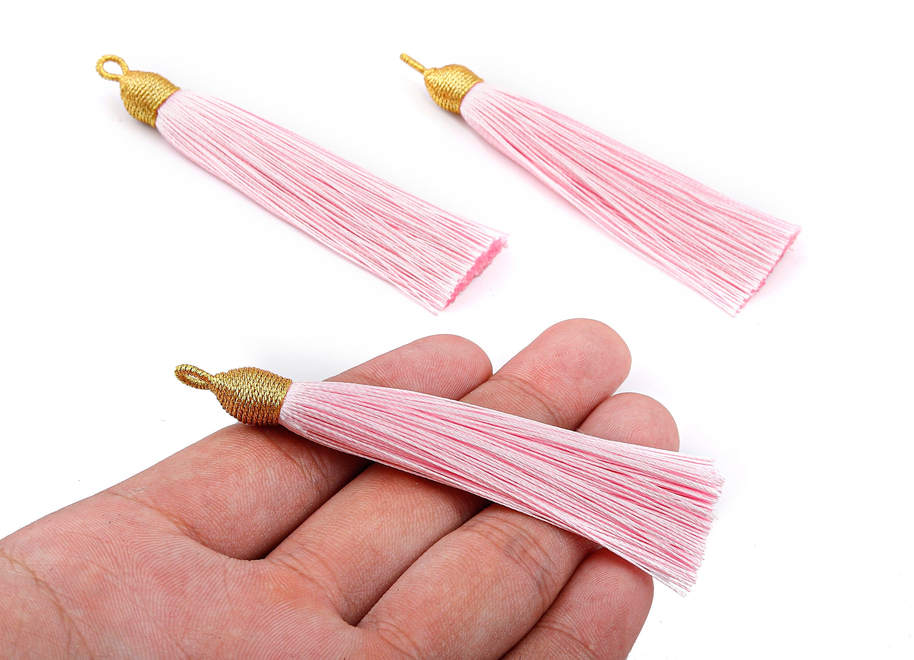Silky Tassels with Loop Charms - Silky Tassels Earrings and Pendant - Boho Earrings - Earring Accessories - 84.37x9.59mm - TS1001 - DOMEDBAZAAR
