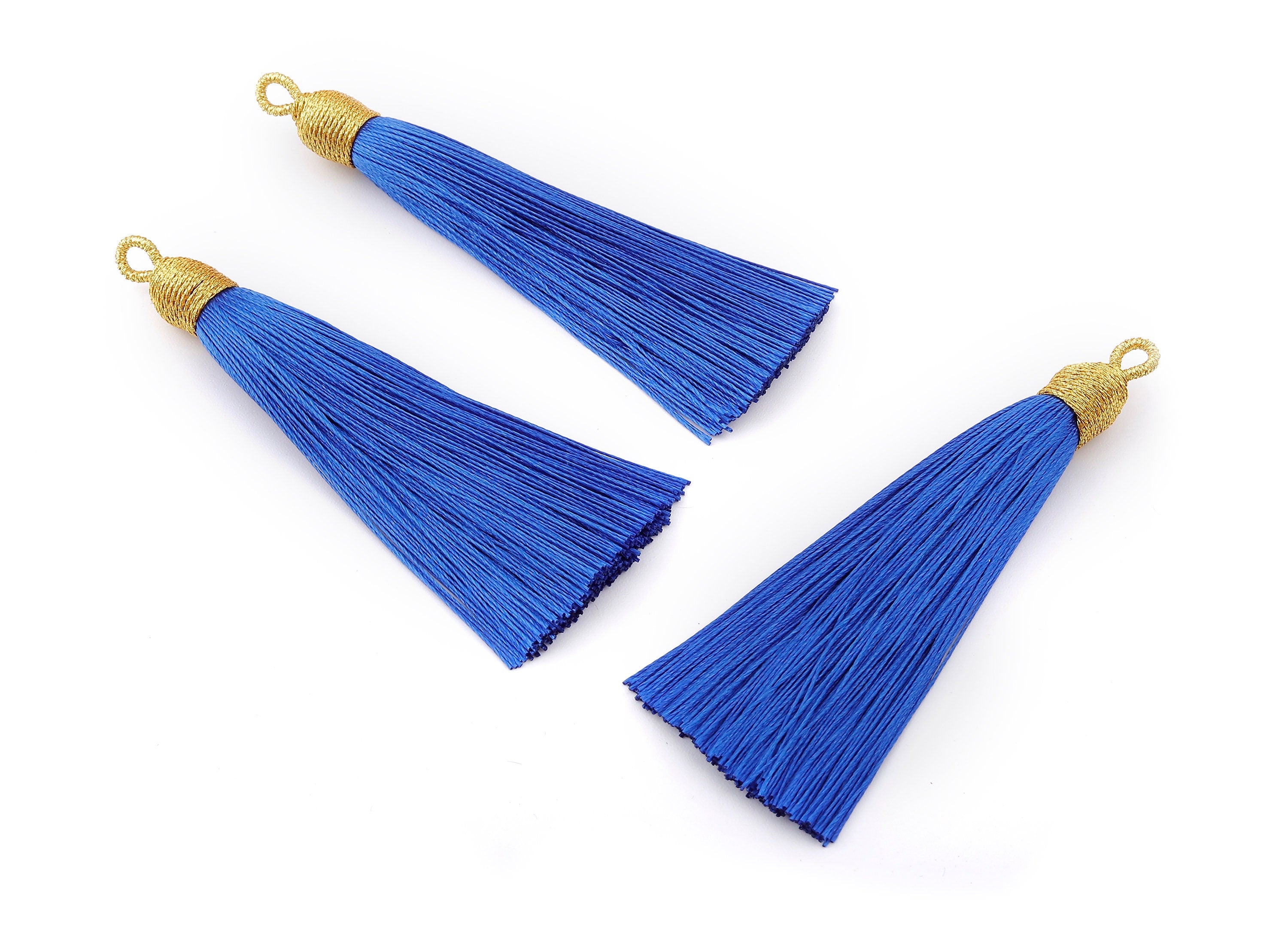 Silky Tassels with Loop Charms - Silky Tassels Earrings and Pendant - Boho Earrings - Earring Accessories - 84.37x9.59mm - TS1007 - DOMEDBAZAAR
