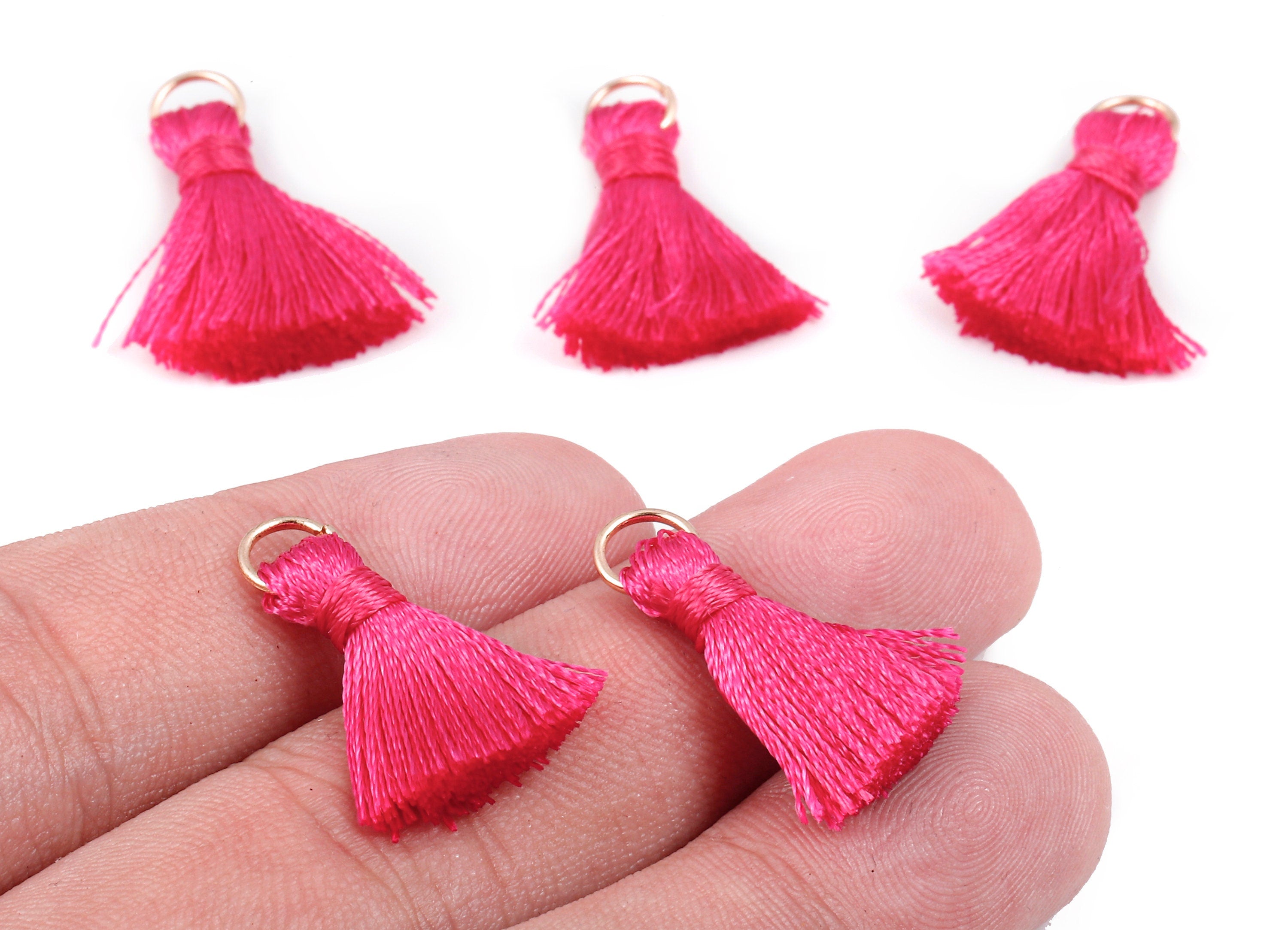 Silky Tassels with Loop Charms - Silky Tassels Earring and Pendant - Tassels with Iron Jump Ring - Boho Earrings - 24.06x5.92x3.4mm - TS1027 - DOMEDBAZAAR
