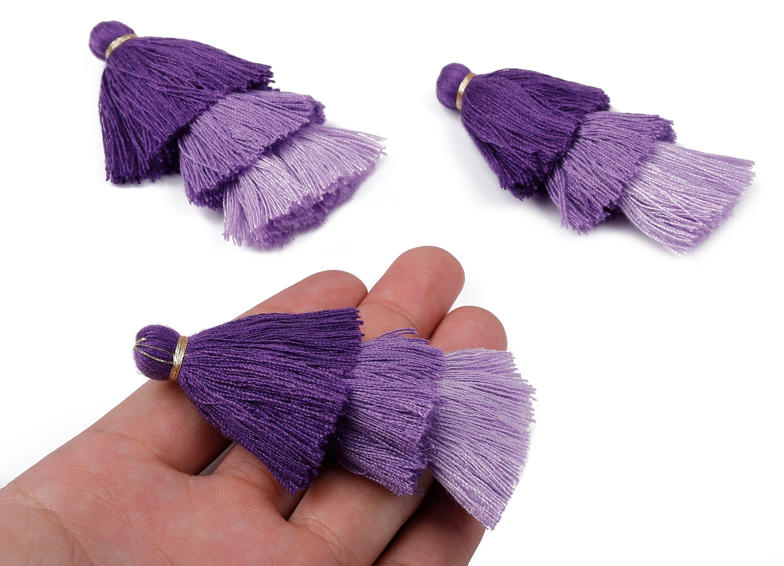 3 Layers Tassel Charms - Tiered Tassel Earrings - Stacked Tassel Pendant - Tiered Tassels for Earrings and Key Chain - 79.7x18.32mm - TS1047 - DOMEDBAZAAR