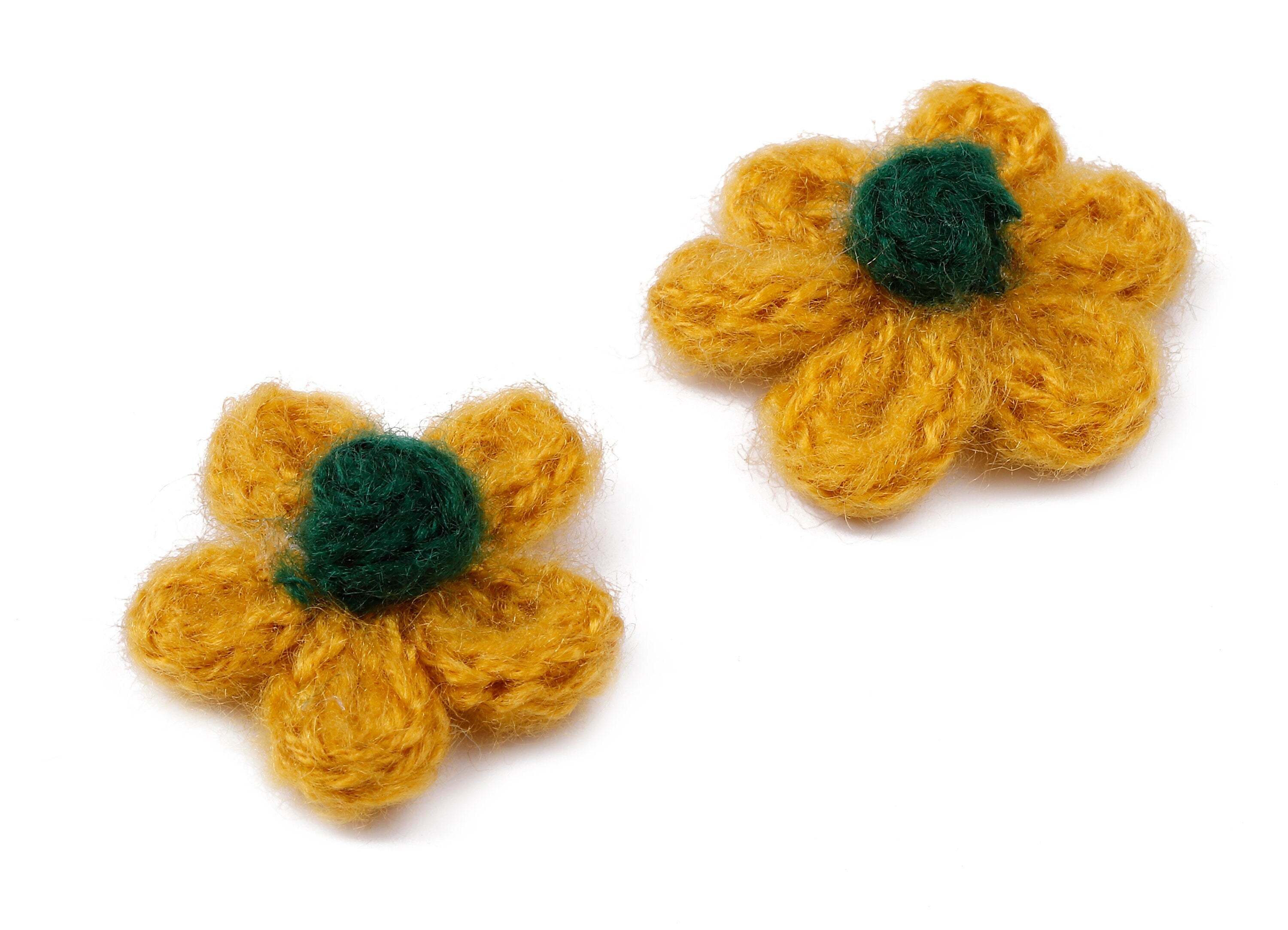 Crochet Flower Earrings - Knit Weaving Flower Earrings - Crochet Flower Pendant - Handmade Flower Earrings - 32.33x32.33x9.91mm - TS1082G - DOMEDBAZAAR