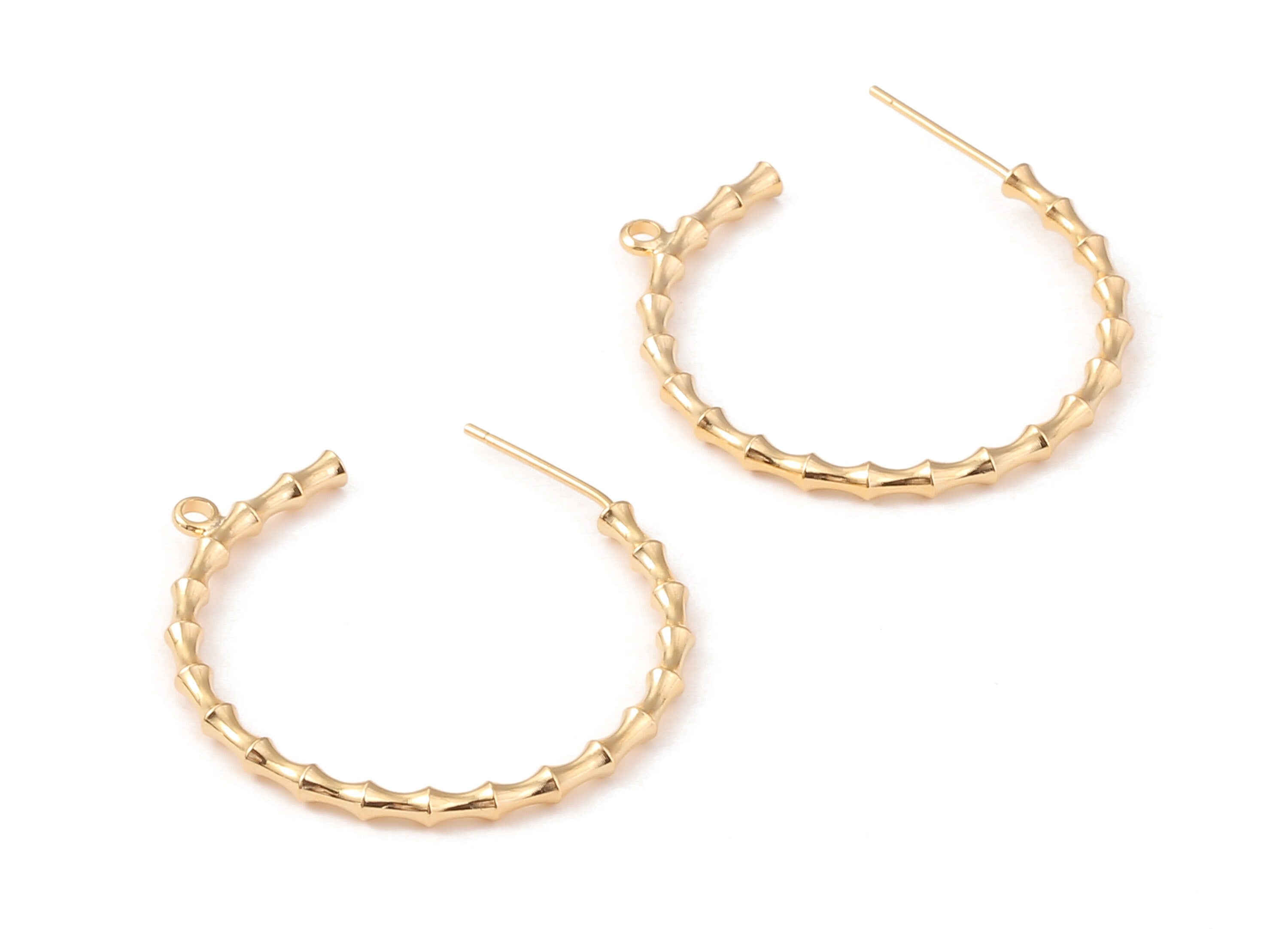 Brass C Earing Post - Brass C Earring Stud - 18K Real Gold Plated Brass - Jewelry Supplies - 36.8x31.41x1.64mm - RGP1101 - DOMEDBAZAAR