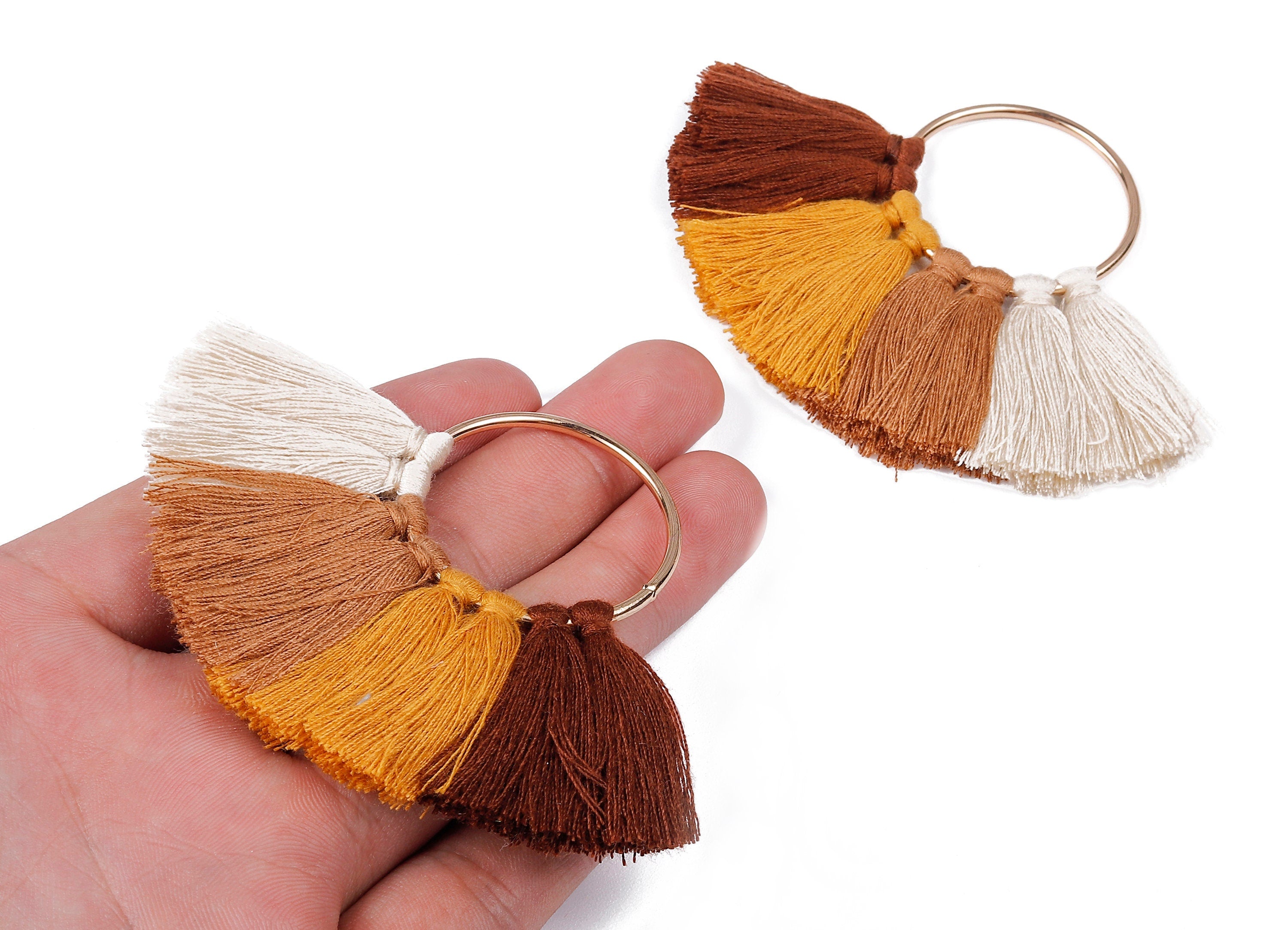 Fan Tassel Earring Charms with Ring - Tassel earring pendant - Fan Ring Earrings - Tassel Findings - Boho Charms - 90.22x64.74mm - TS1088 - DOMEDBAZAAR