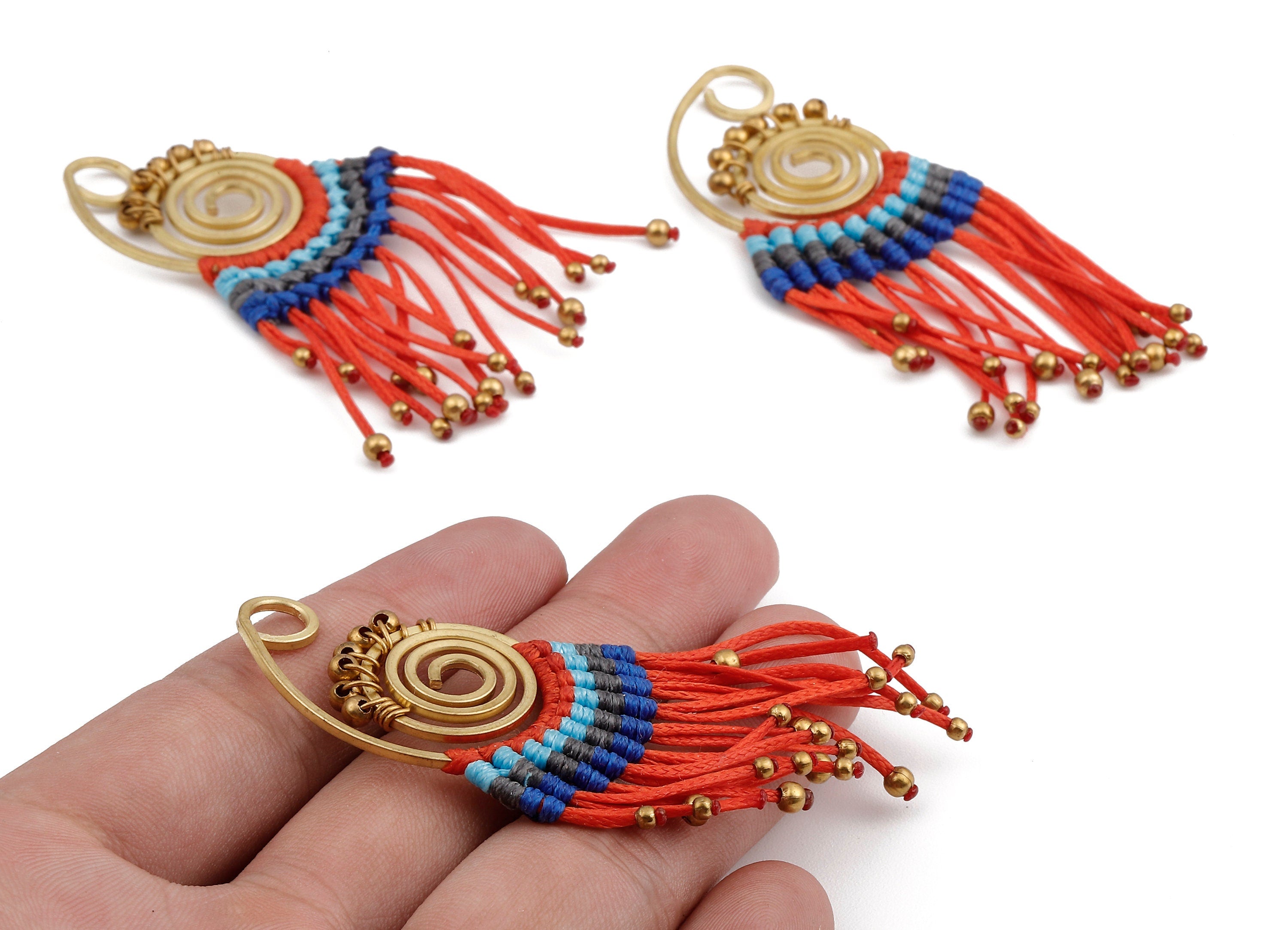 Tassel Earring Charms - Tassel Earring Pendant with Beads - Earring Accessories - Jewelry Supplies - 80.19x28.21x2.98mm- TS1108 - DOMEDBAZAAR
