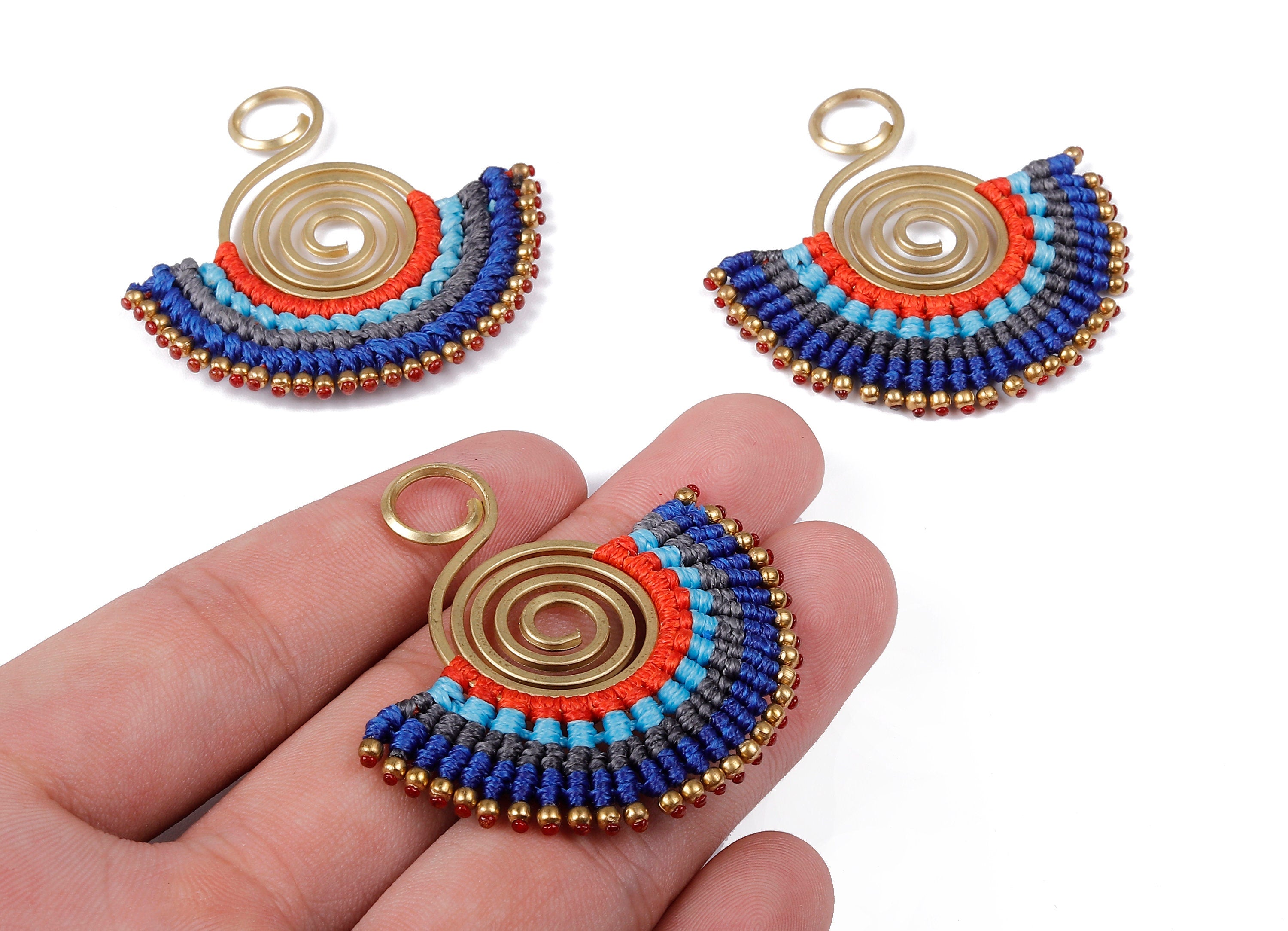 Fan Tassel Earring Charms with Beads - Tassel earring pendant - Fan Earrings Accessories - Jewelry Supplies - 49.15x48.91x3.52mm - TS1113 - DOMEDBAZAAR