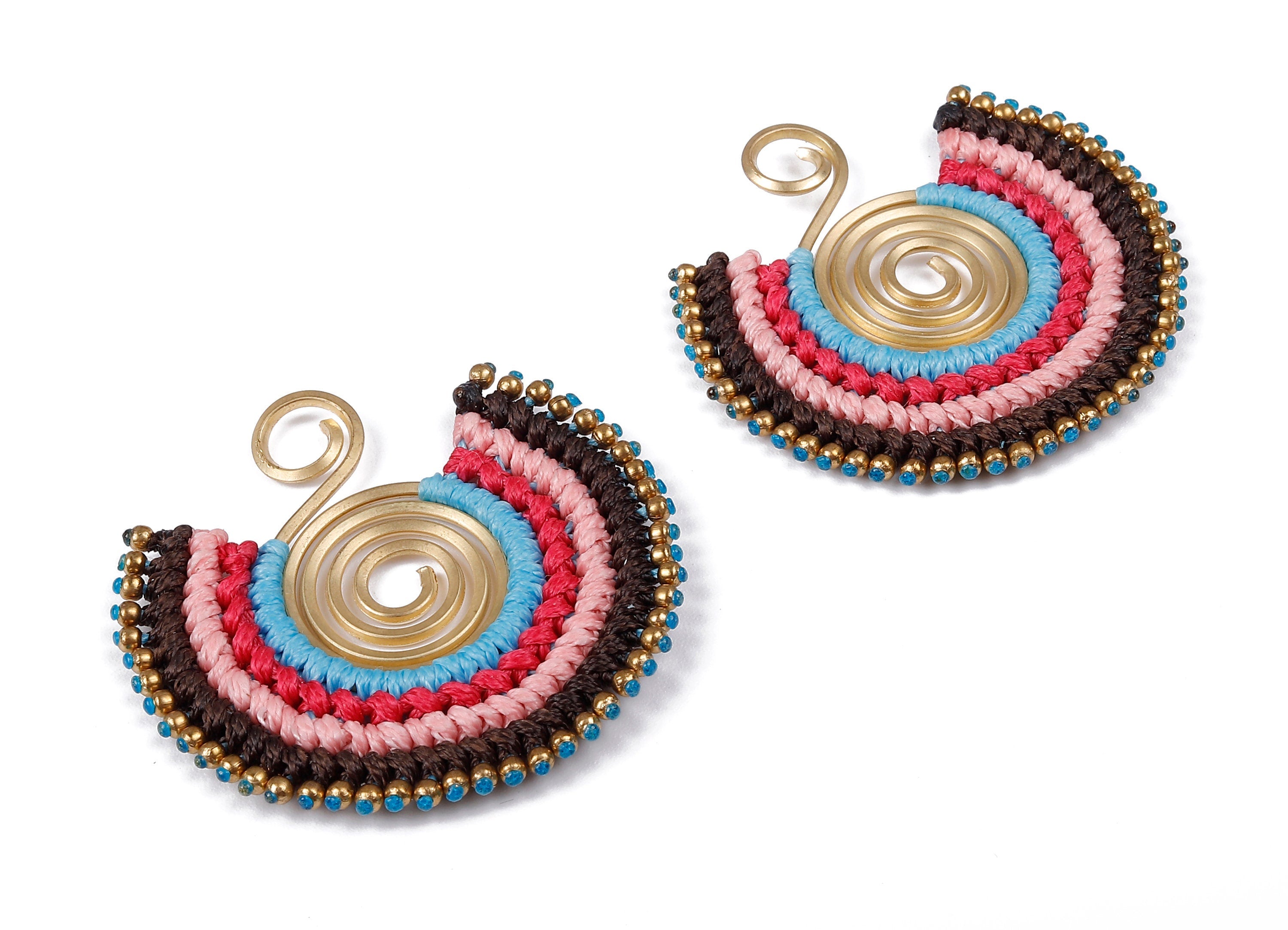 Fan Tassel Brass Charms - Tassel earring pendant with Beads - Fan Earrings Accessories - Jewelry Supplies - 47.39x47.14x2.94mm - TS1118 - DOMEDBAZAAR